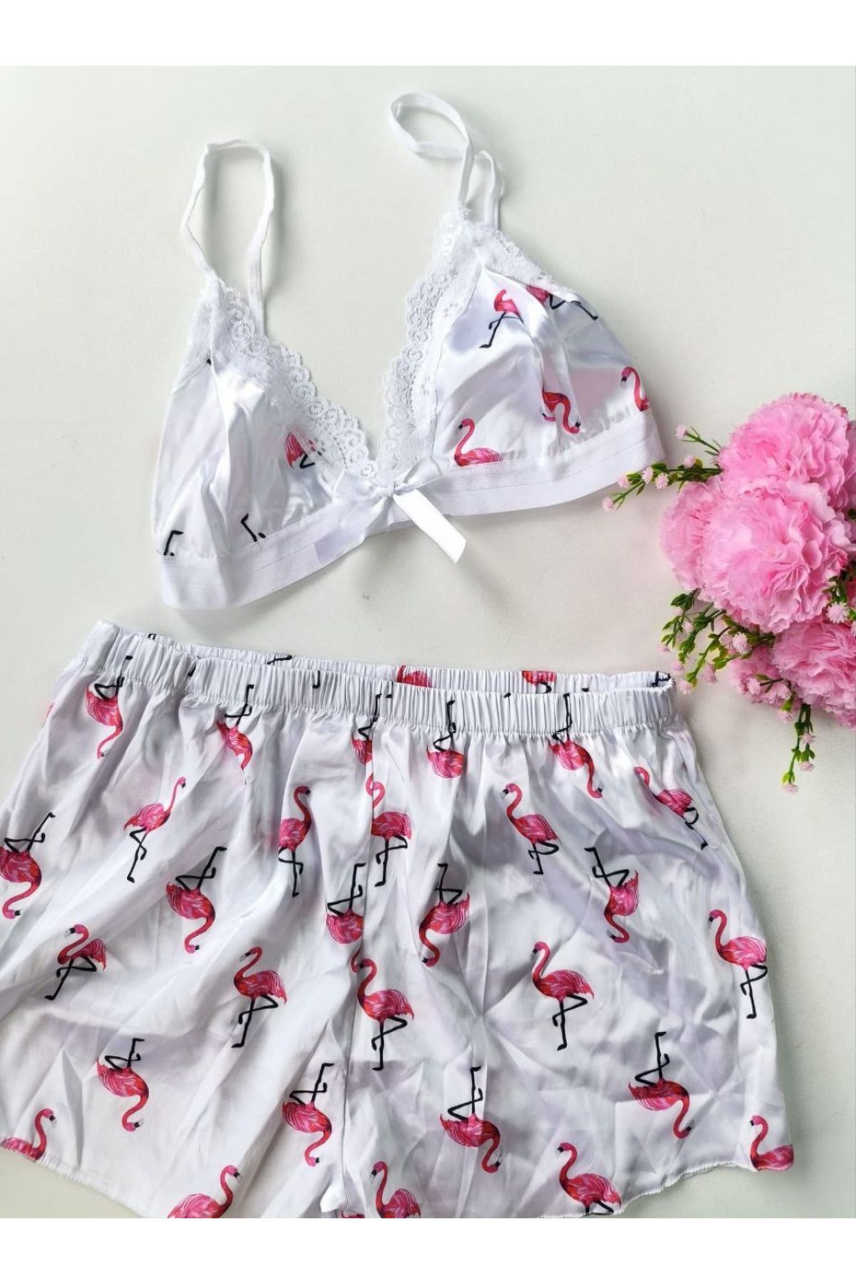 BIOUSE Şortlu Filamingolu pijama Takımı