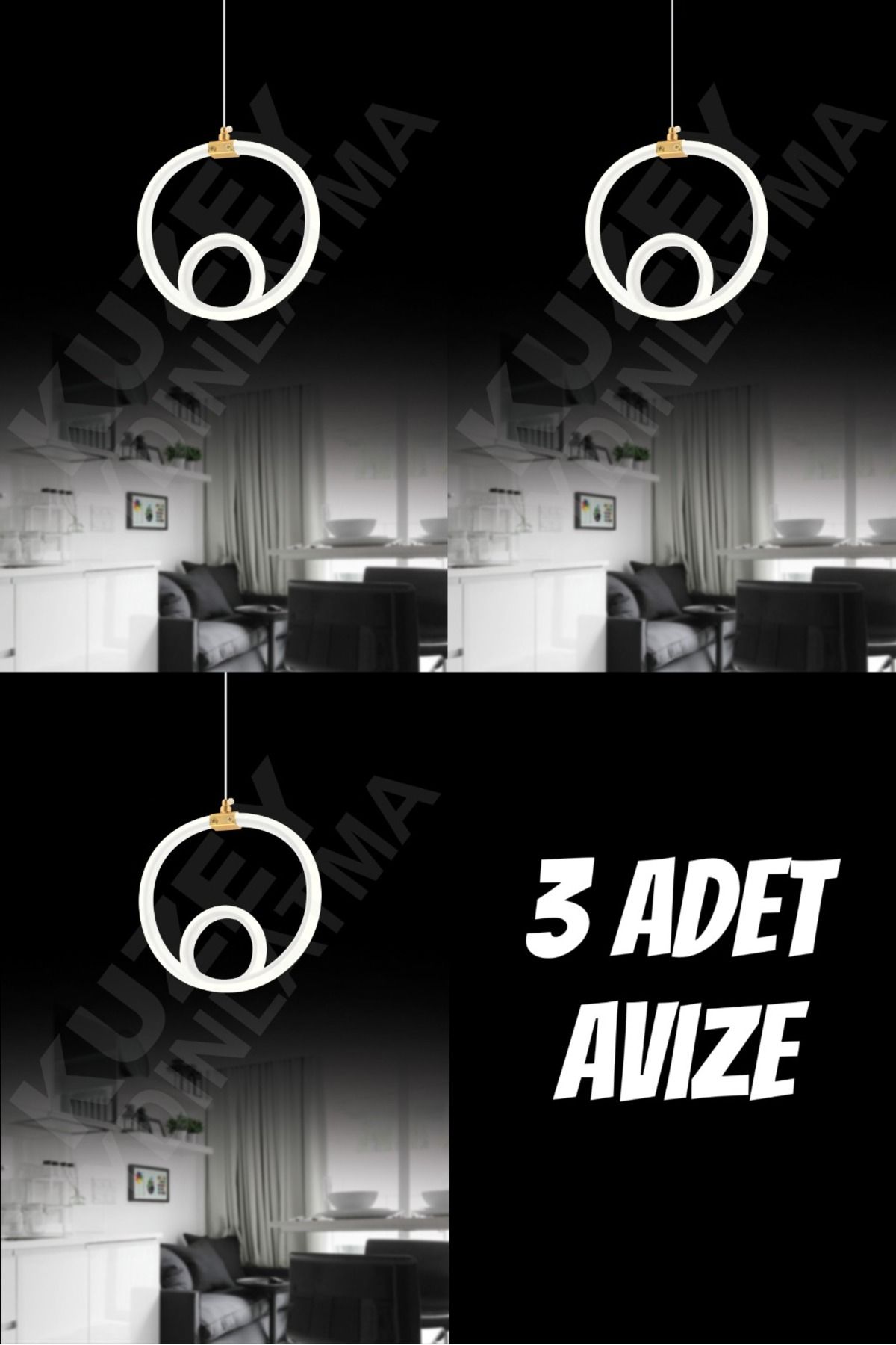 KUZEY AYDINLATMA 3 ADET BİRARADA SARKIT TEKLİ LED AVİZE