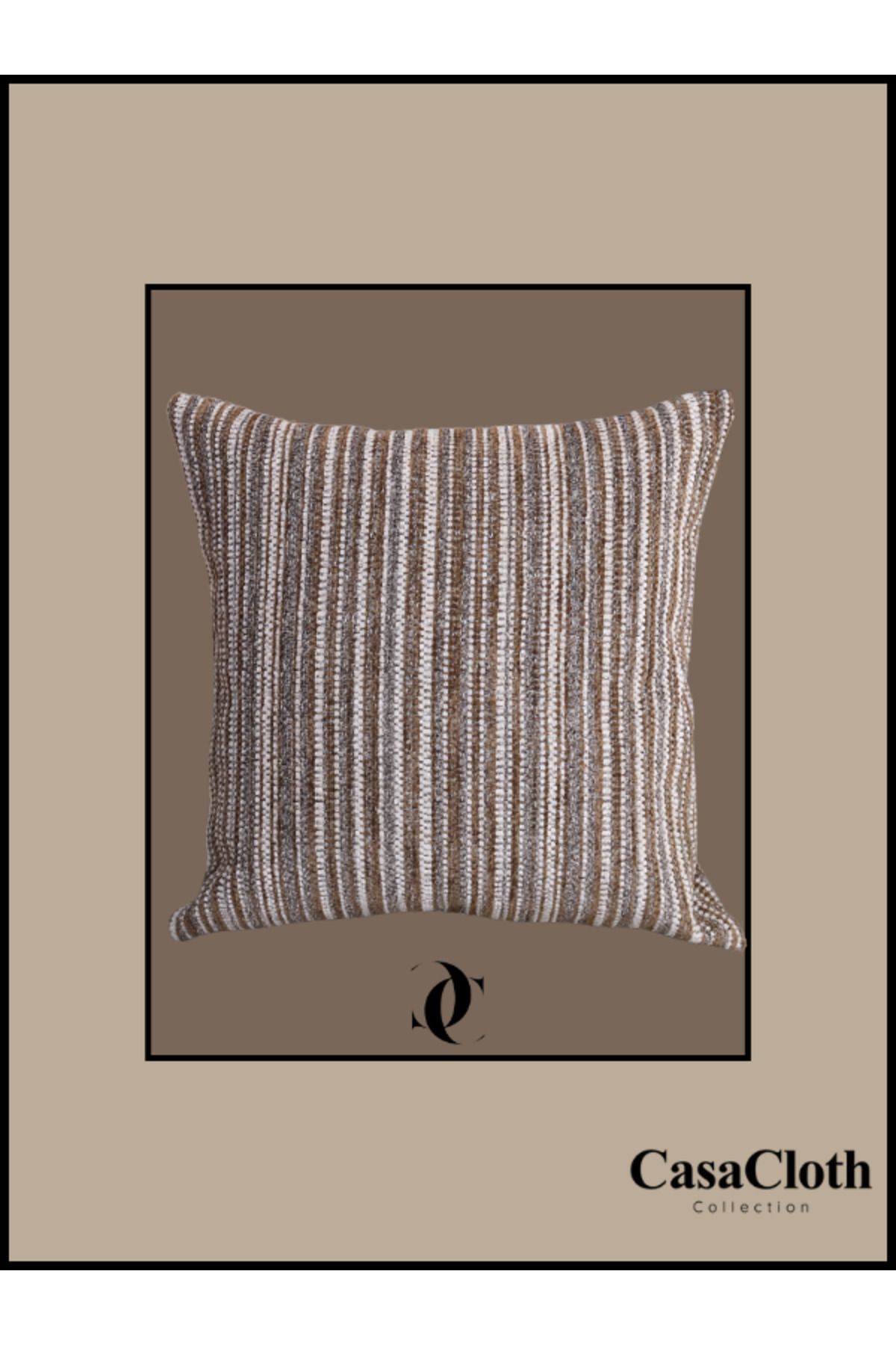 CASACLOTH " Rayana " Dekoratif Dolgulu Kırlent 45x45 cm (İç Yastık Dahil) - Kahverengi\Bej