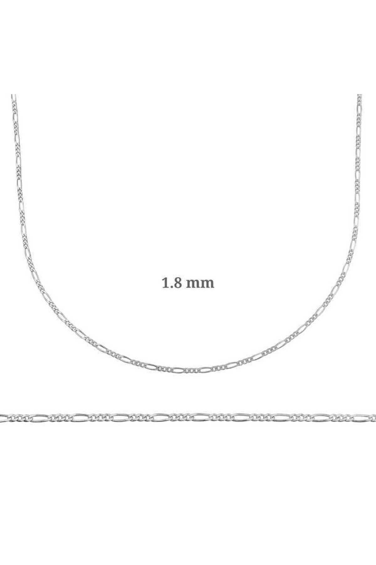 S PAZARIM 1.8 mm Gümüş Figaro Zincir - 0.50 mikron