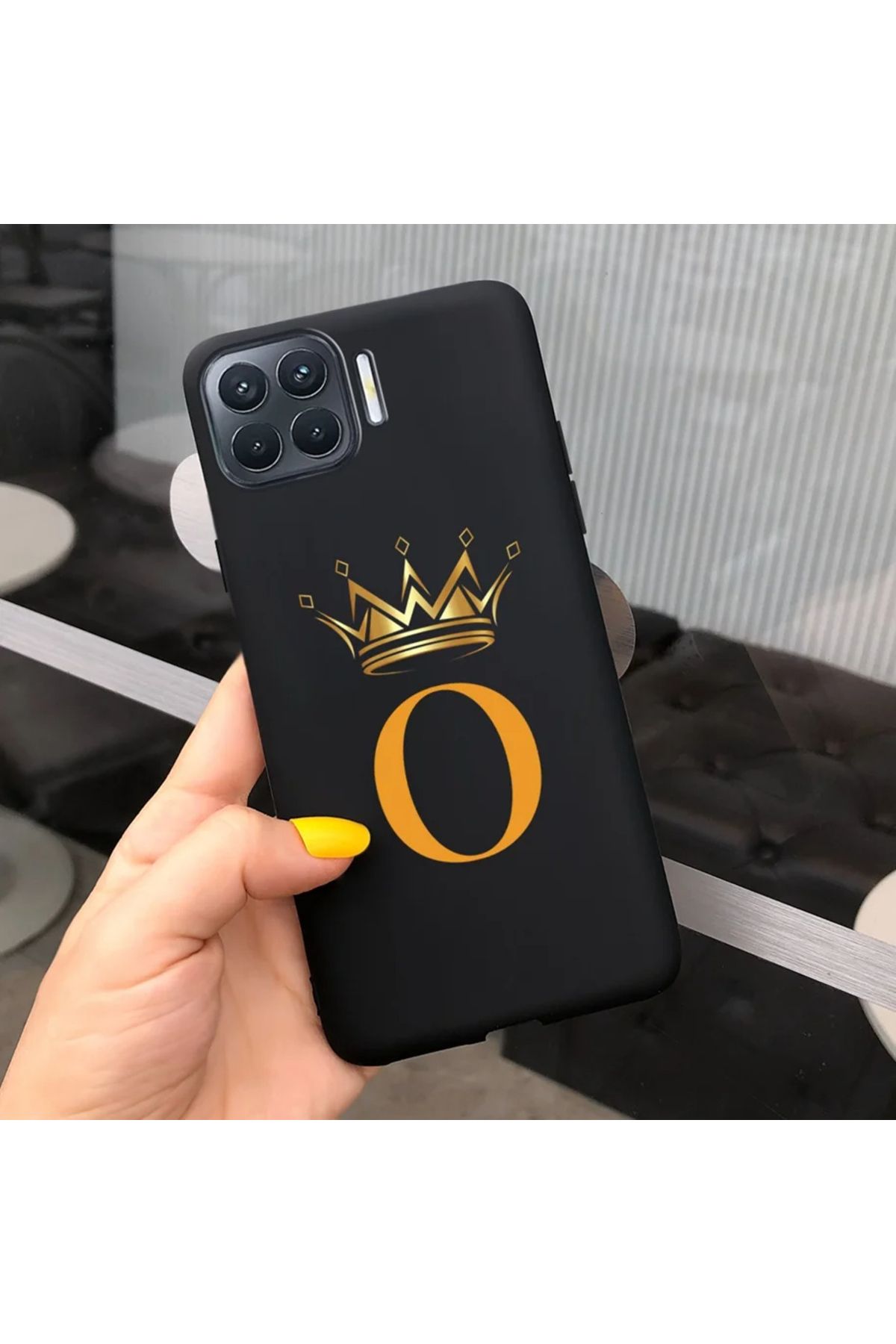 Rotaks Oppo Reno 4 Lite Uyumlu Harfli Taç Baskılı Kişiye Özel Silikon Telefon Kılıfı - O