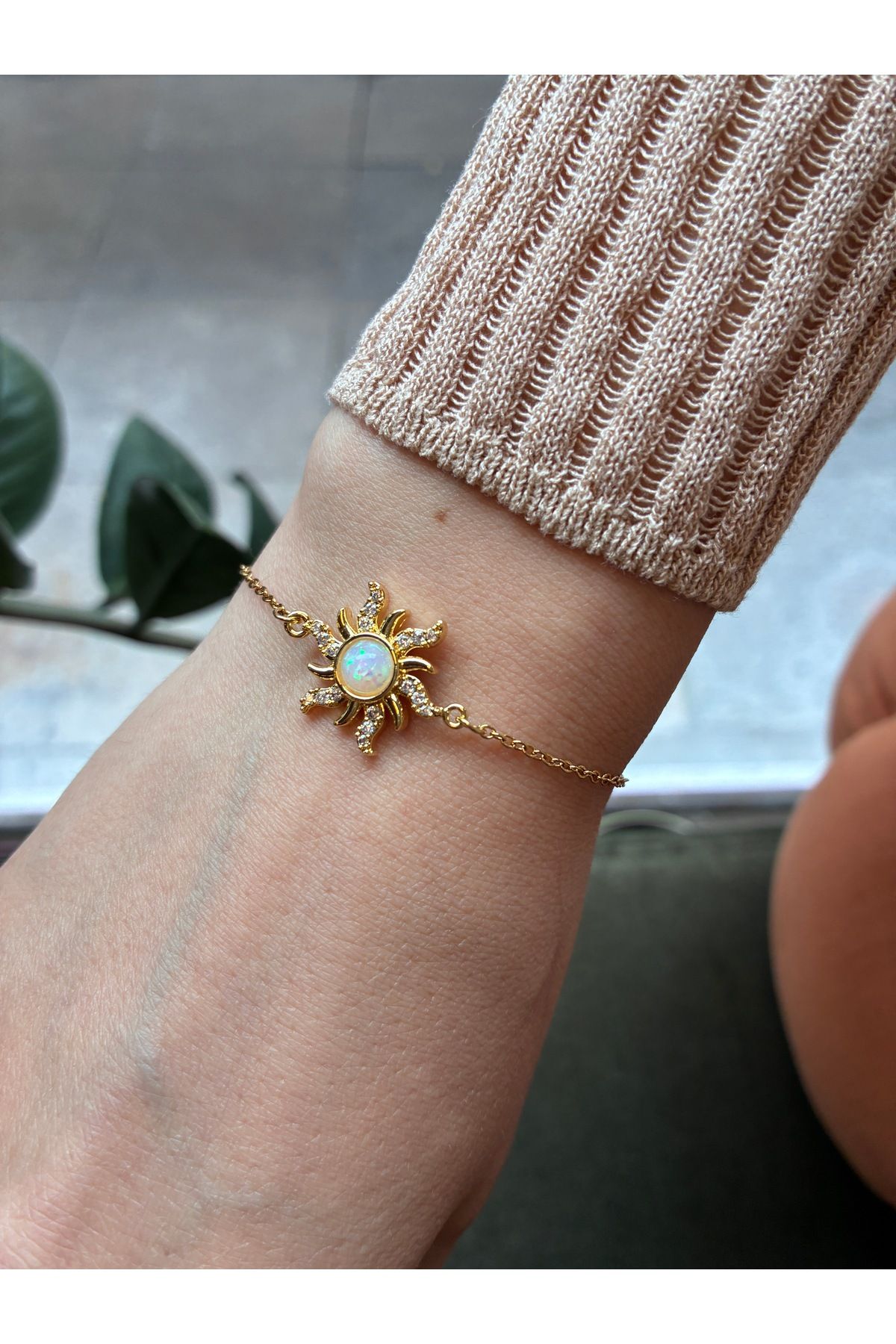 Miltonia Opal Taşlı Güneş Çelik Bileklik