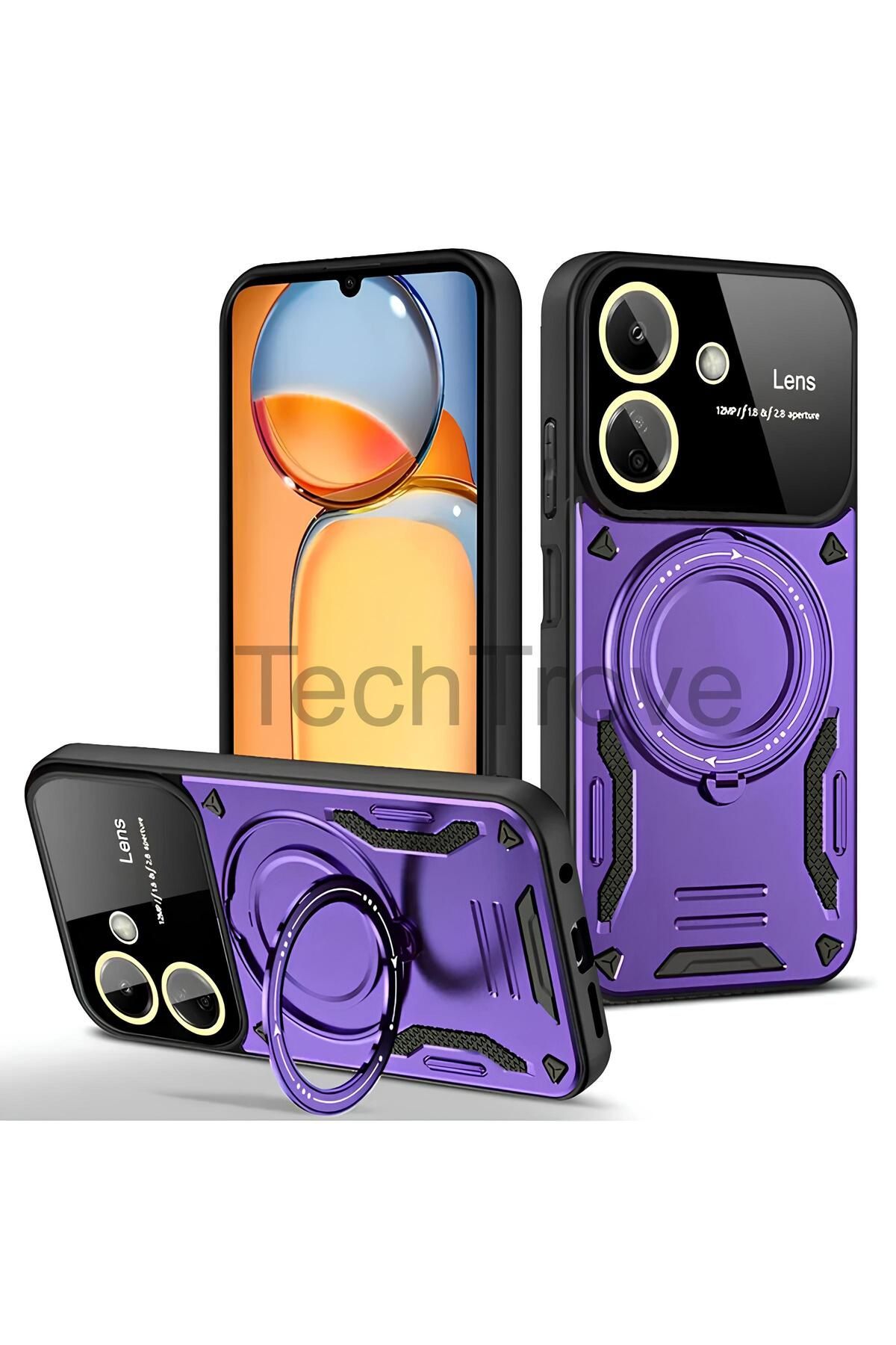 TechTrove Poco C65 Kılıf Kamera Korumalı Stand Özellikli Maksimum Darbe Korumalı Kapak