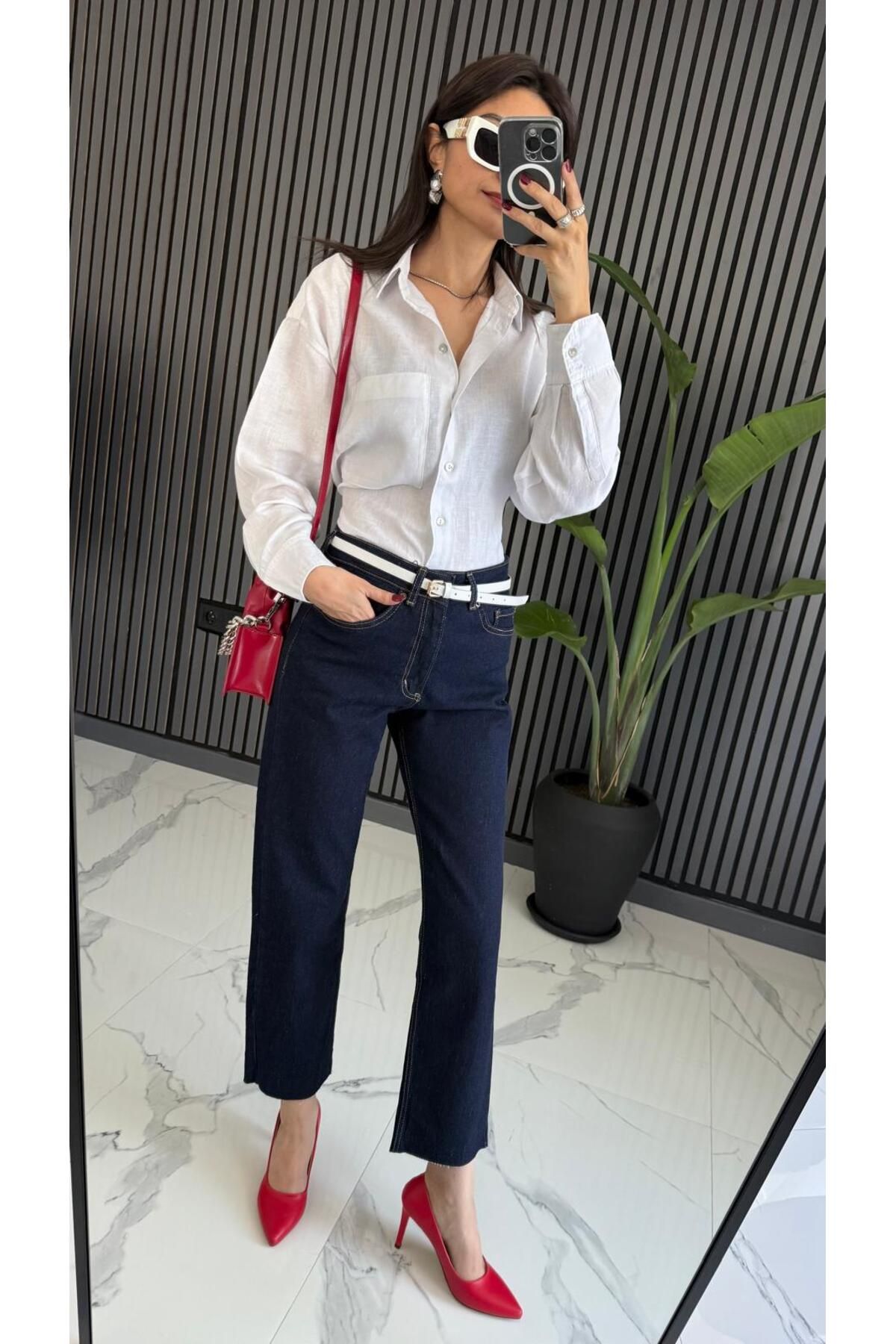 Butik Poema Boyfit Boru Paça Denim Pantolon