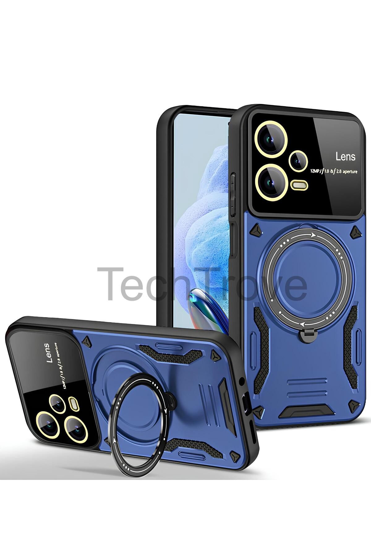 TechTrove Poco X5 Pro 5G Kılıf Kamera Korumalı Stand Özellikli Maksimum Darbe Korumalı Kapak