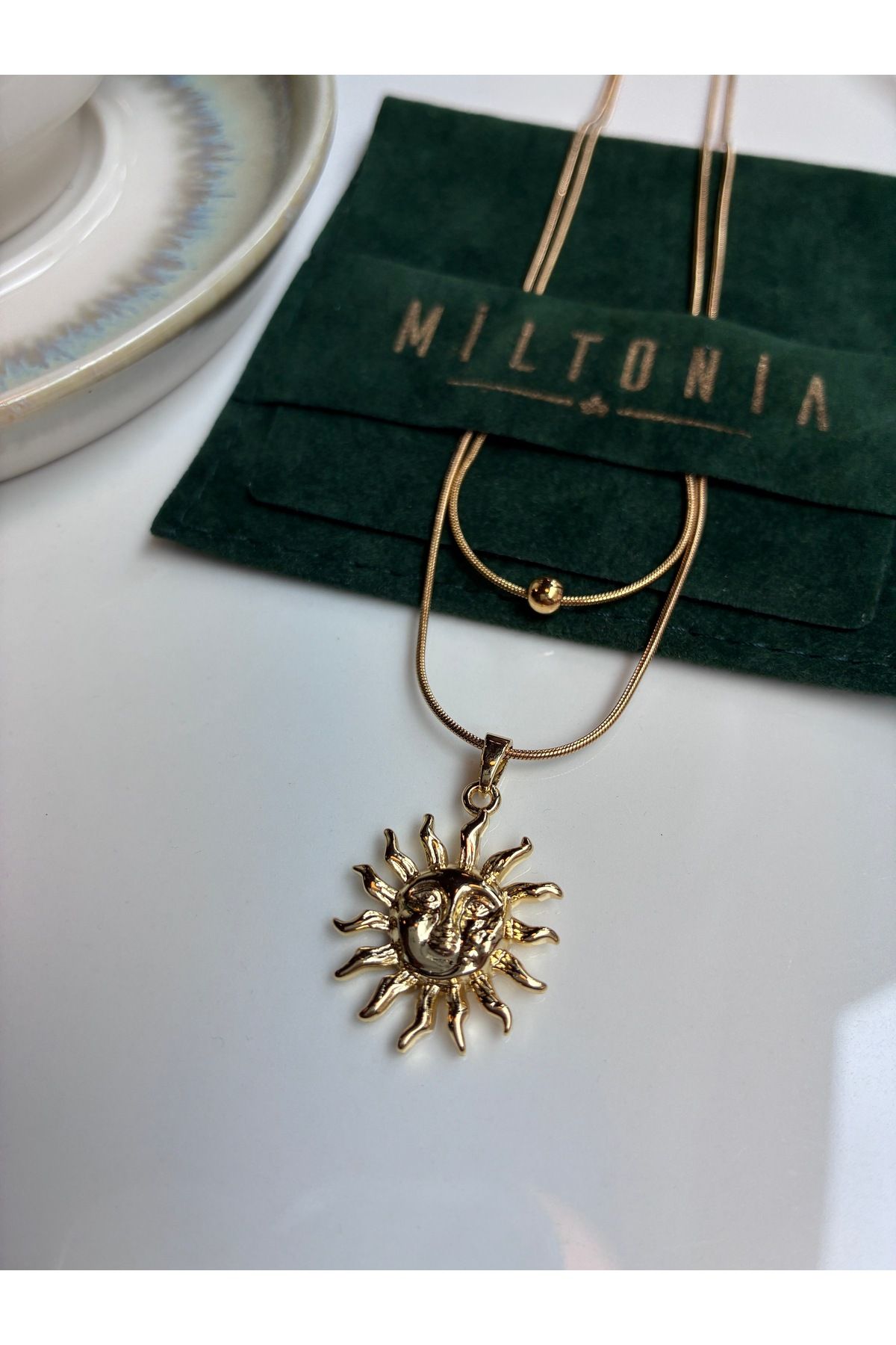 Miltonia Güneş İkili Zincir Çelik Kolye