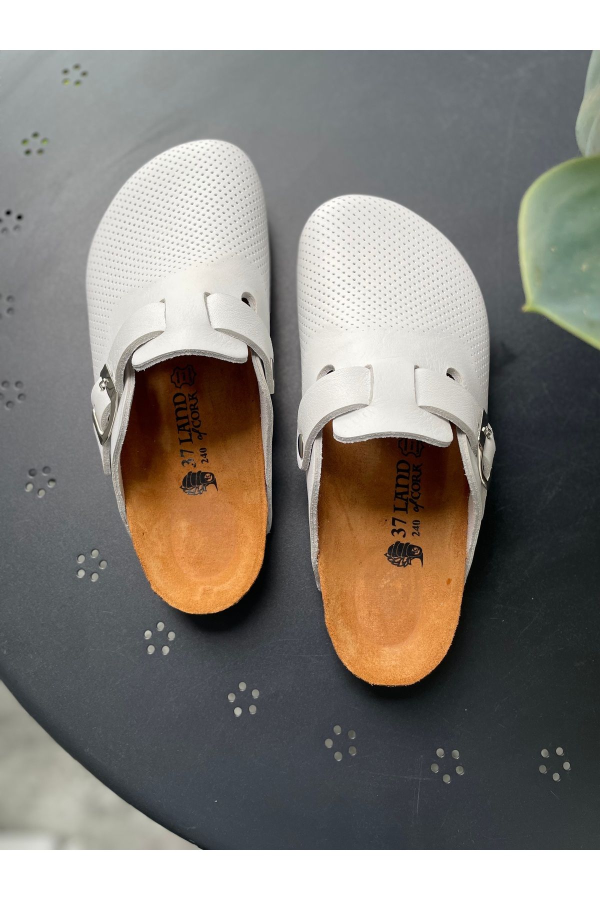 Land of Cork-Anatomical Unisex Doctor Nurse Hospital Natural Cork Sole Suede Leather Slippers 4