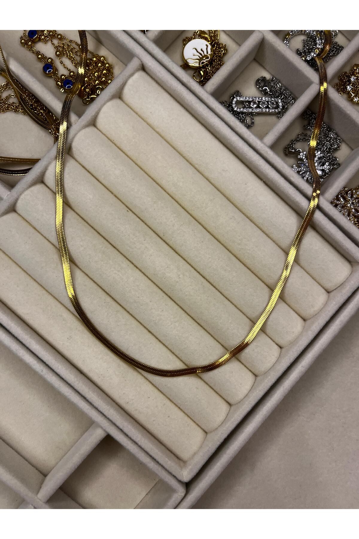 Lilac Jewelry 316L Paslanmaz Çelik İtalyan Yassı Zincir Kolye