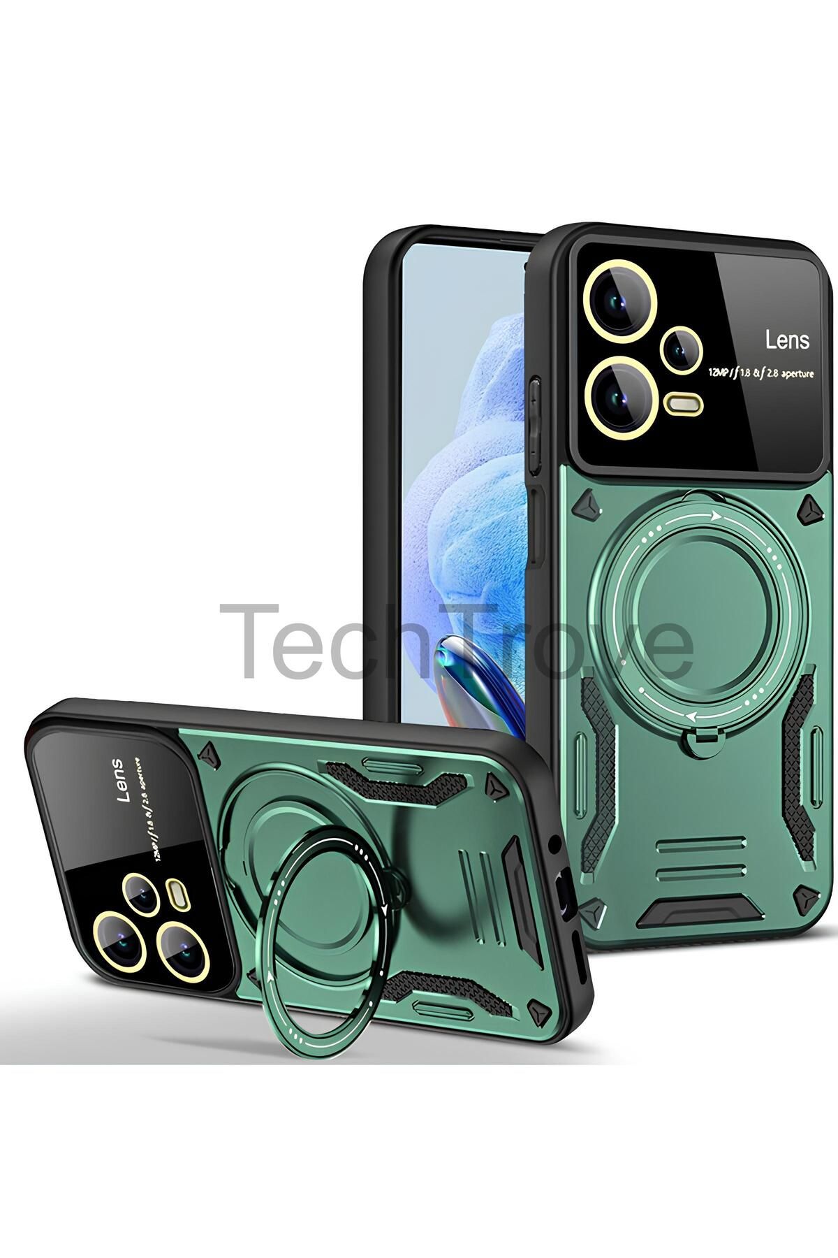 TechTrove Xiaomi Redmi Note 12 Pro 5G Kılıf Kamera Korumalı Stand Özellikli Maksimum Darbe Korumalı Kapak