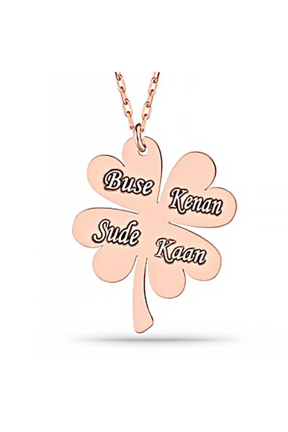 S PAZARIM Gümüş Rose Dört Yaprak İsimli Yonca kolye