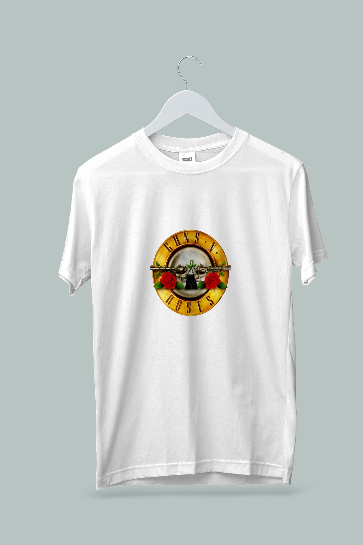 Maki Home Makiteks Kaliteli Penye Kadın Erkek Unisex Yetişkin Baskılı Beyaz Gri Siyah Tshirt Guns N Roses