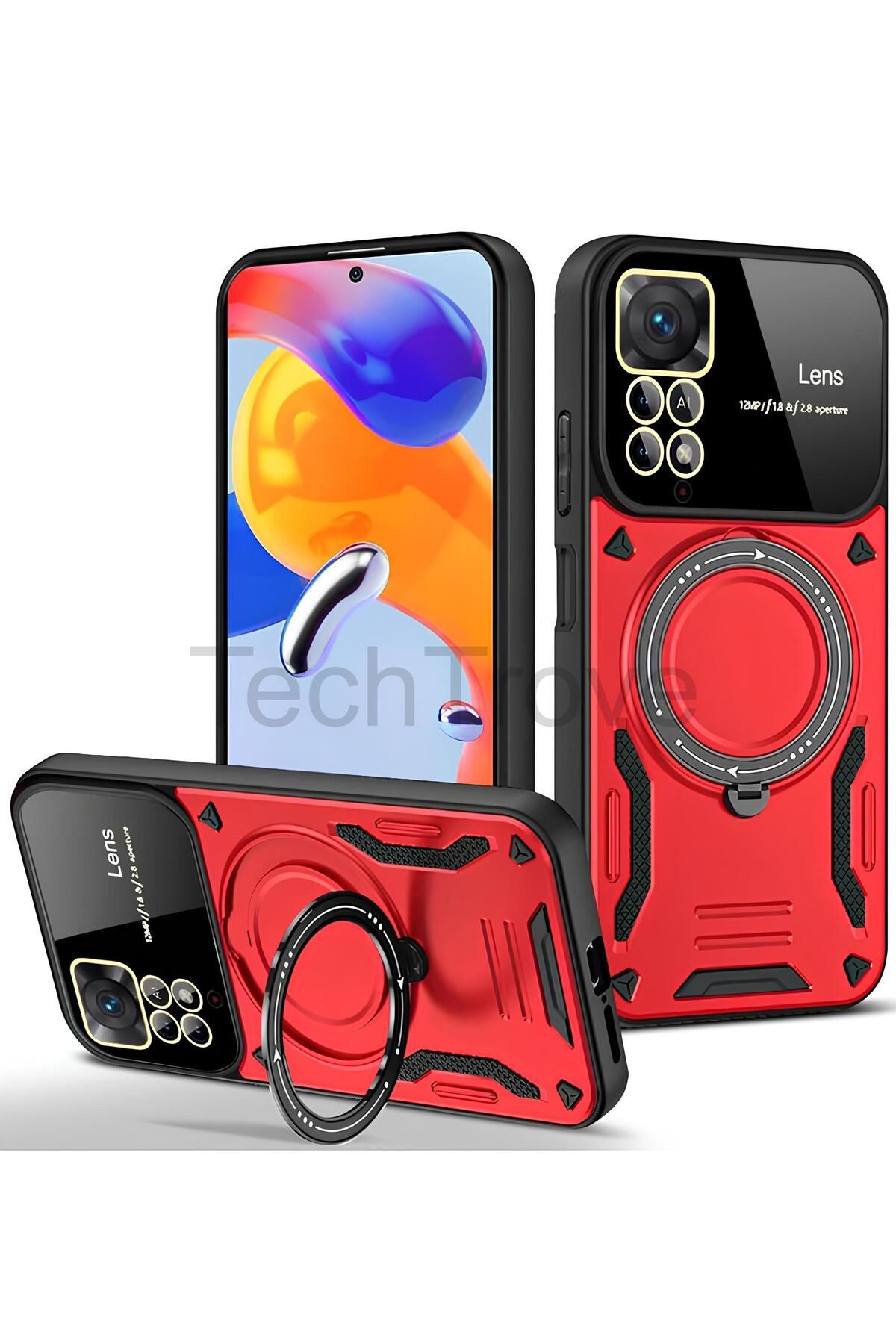 TechTrove Xiaomi Redmi Note 12 Pro 4G Kılıf Kamera Korumalı Stand Özellikli Maksimum Darbe Korumalı Kapak