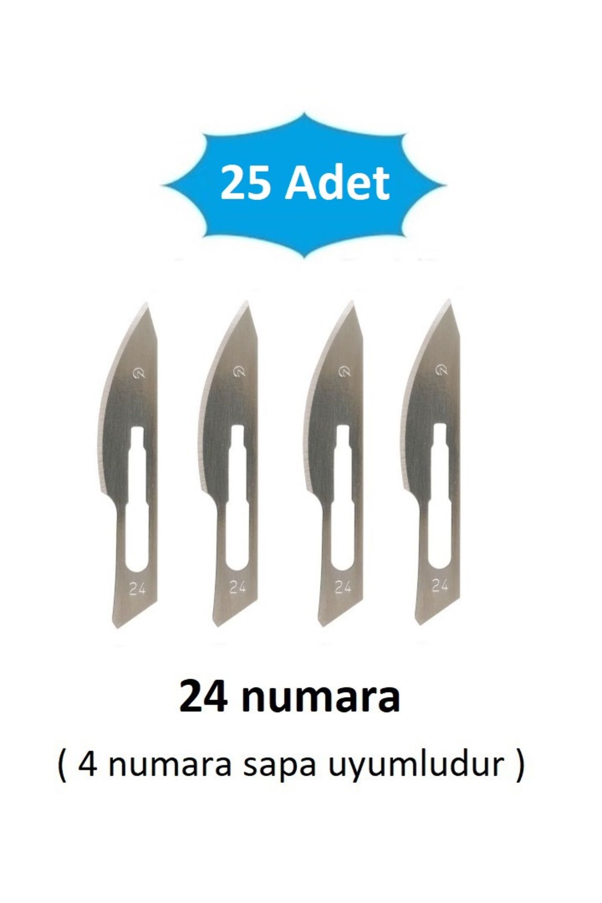QBR Home 25li paket 24 numara Ahşap Heykel Oyma Sanat Yedek Bıçağı. Geçirmeli Tip ( 4 numara sapa uyumlu )