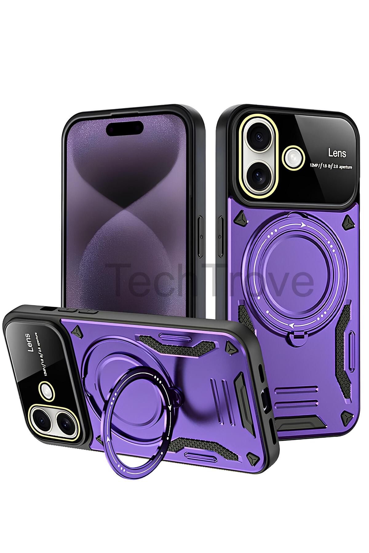 TechTrove iPhone 16 Kılıf Kamera Korumalı Stand Özellikli Maksimum Darbe Korumalı Kapak
