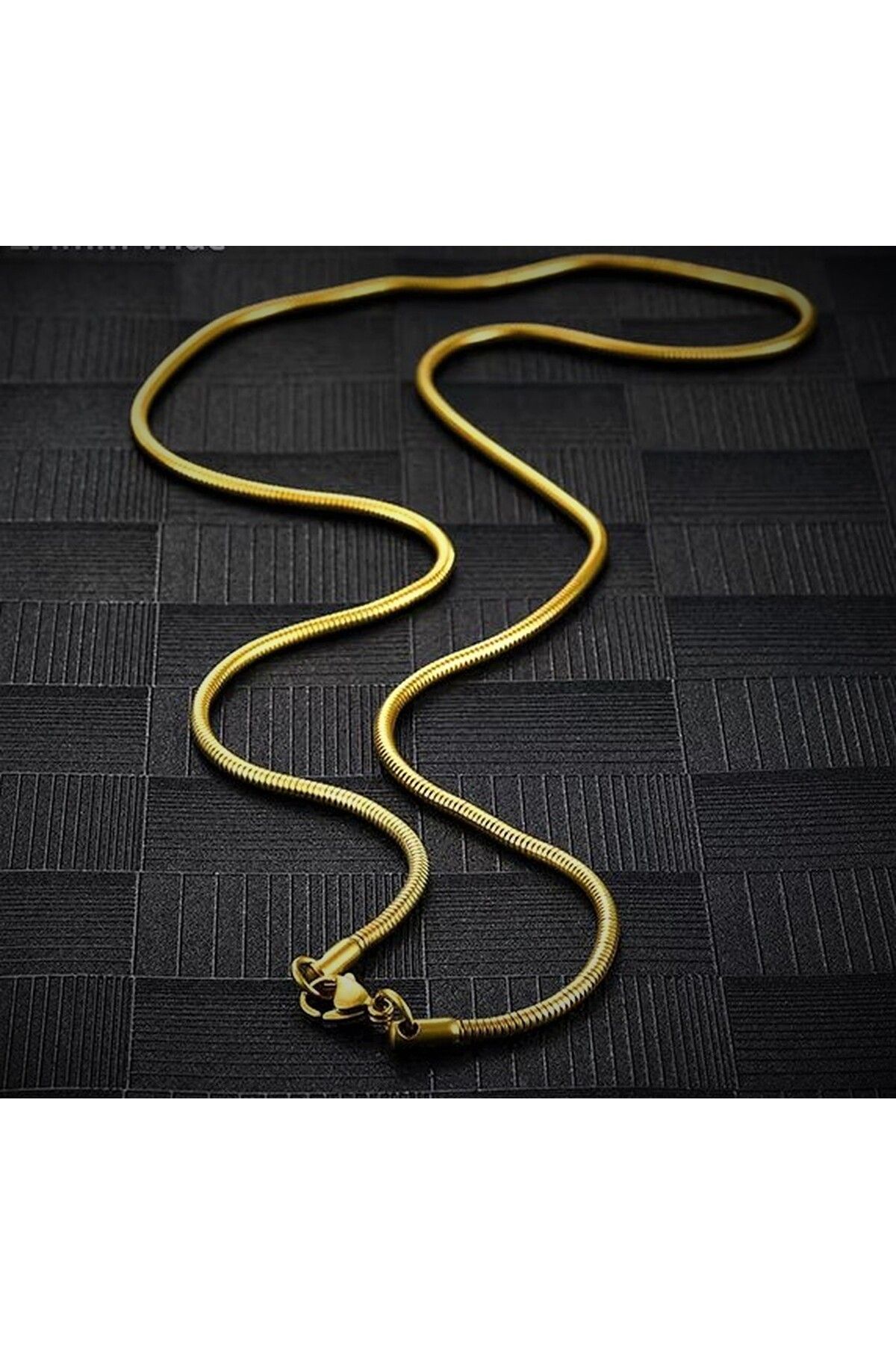 voyageaccessory voyageaccesorry Paslanmaz Çelik Altın RenkSnake Yılan Erkek Kolye / 3mm- 65 Cm