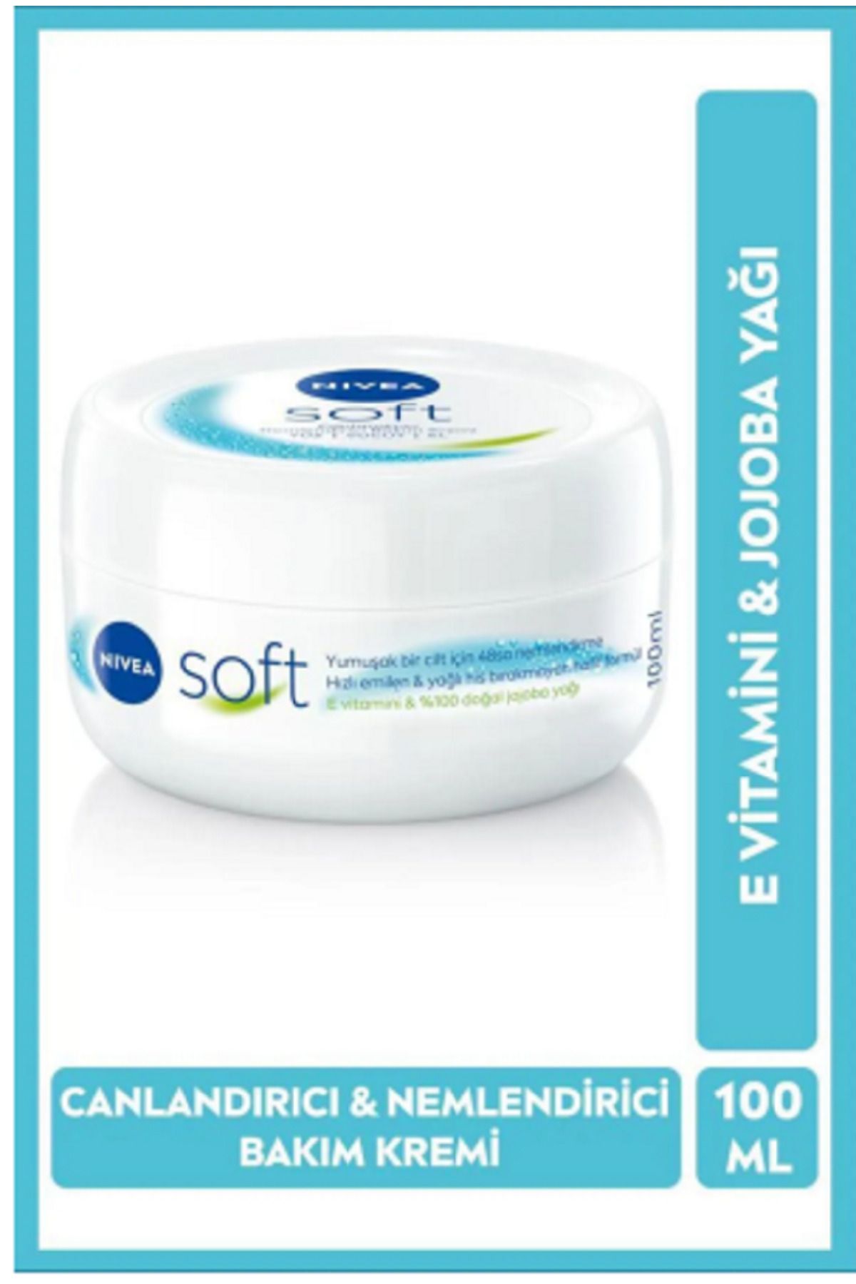 NIVEA Soft Nemlendirici Bakım Kremi 100ml, Jojoba Yağı, E Vitamini, Yüz Vücut El, Yumuşak Cilt Hissi