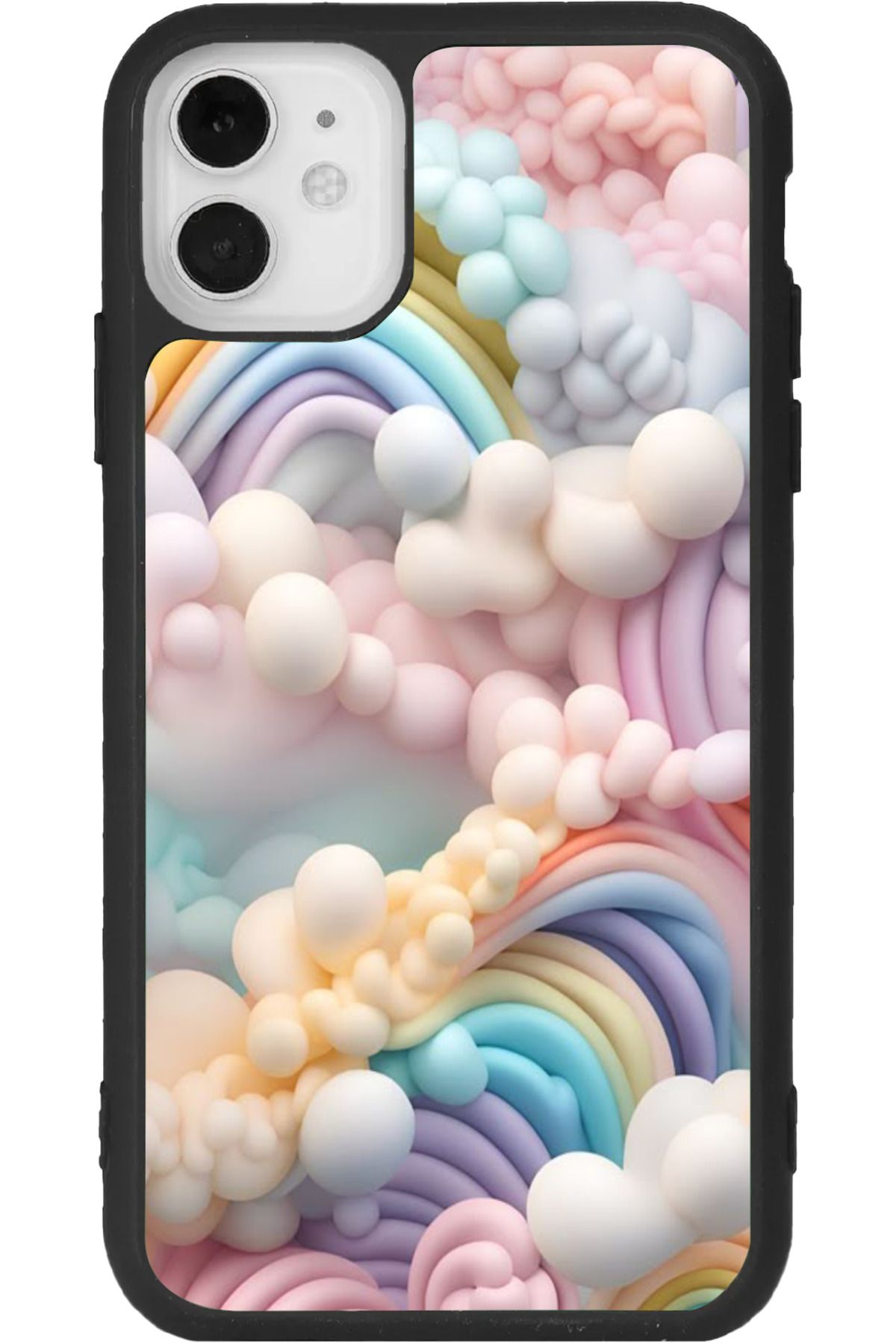 Aksel Kılıf iPhone 11 Uyumlu Baskılı, Mat Siyah Renk, Yumuşak Silikon, Koruyucu, Şok Emici Kapak, Kılıf