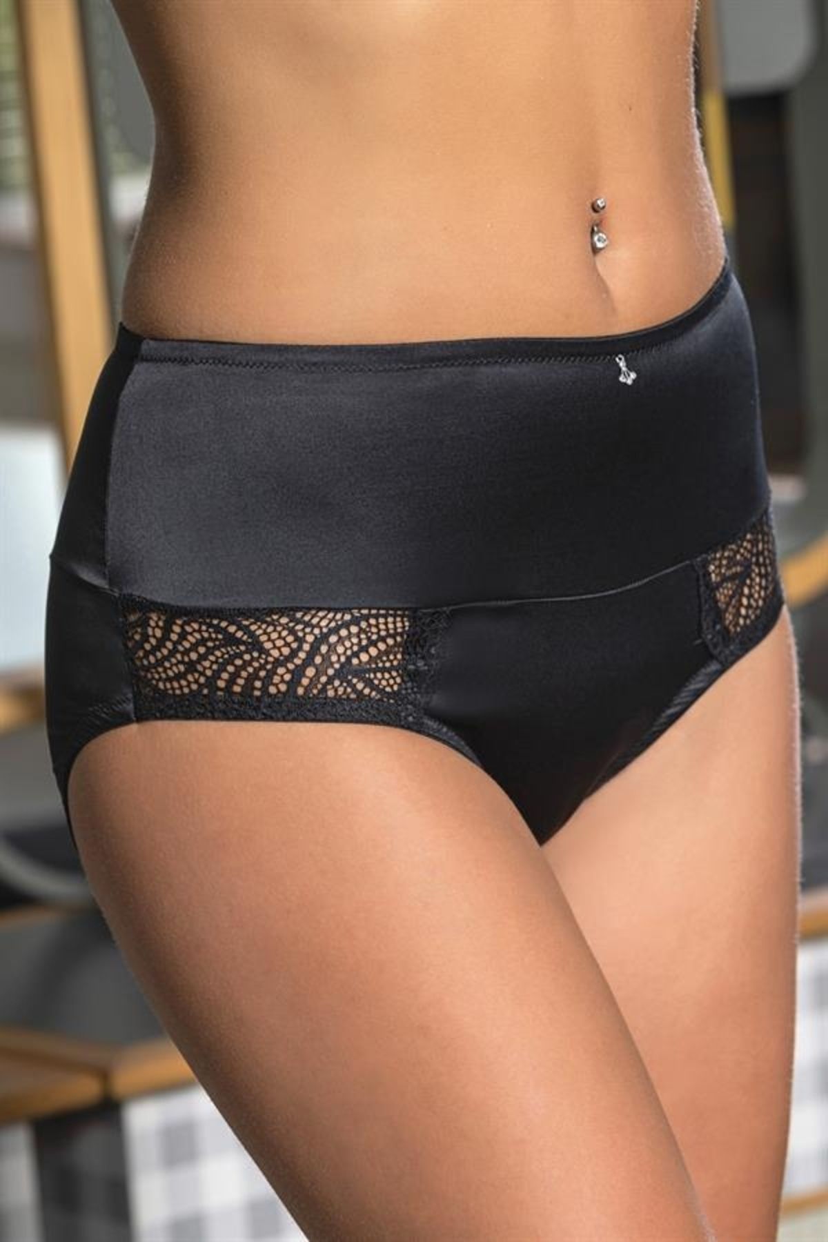 Moda Şahsenem Yüksek Bel Slip Külot Siyah (brf21173)