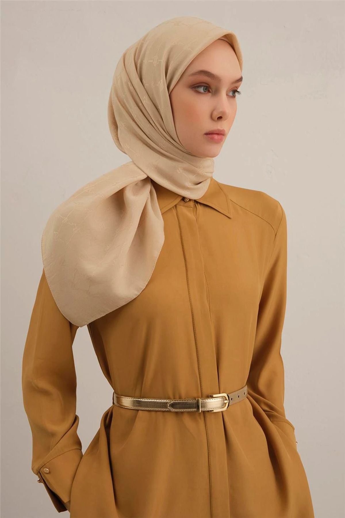 Armine Lyocell Eşarp 4 95 X 95 Bej - 64