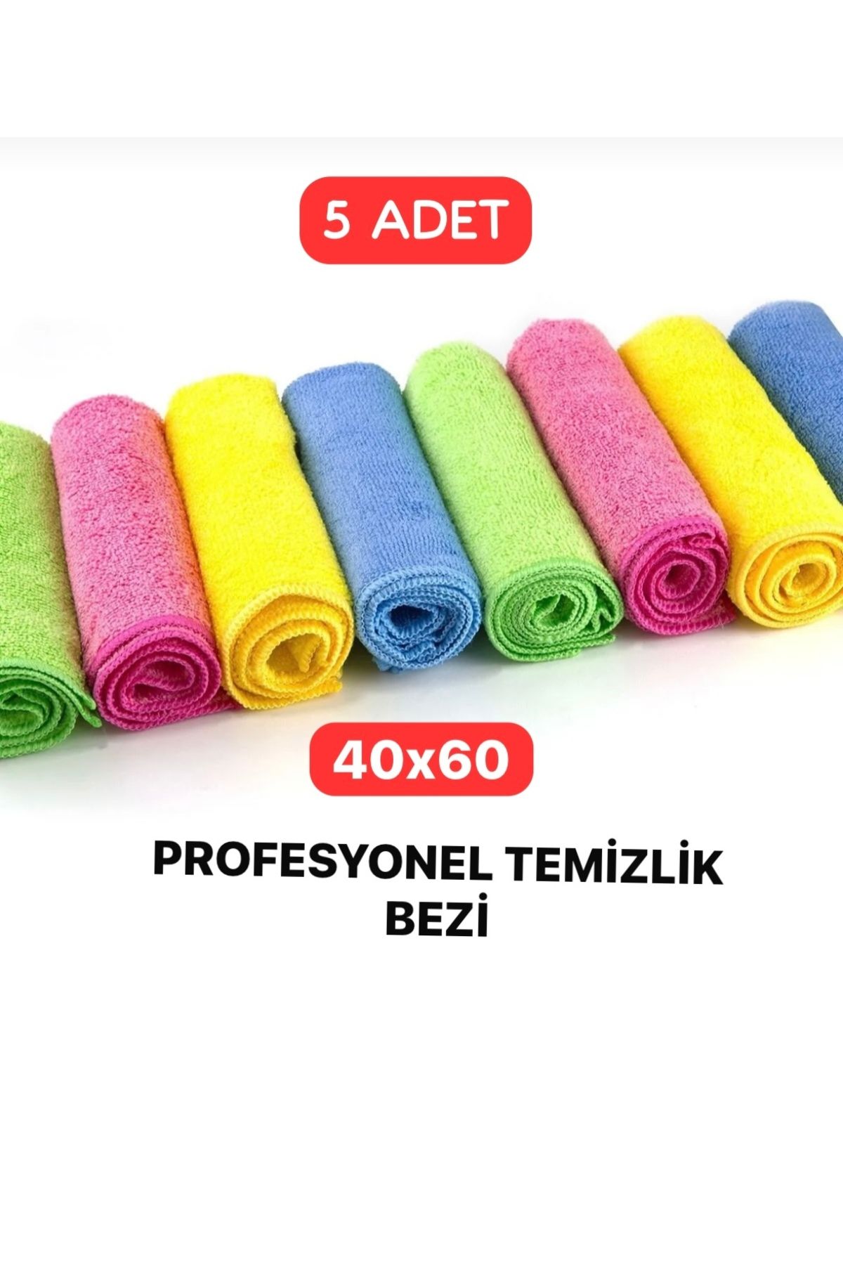 CKMAĞAZA 5 Li 40x60 Microfiber Profesyonel Temizlik Bezi