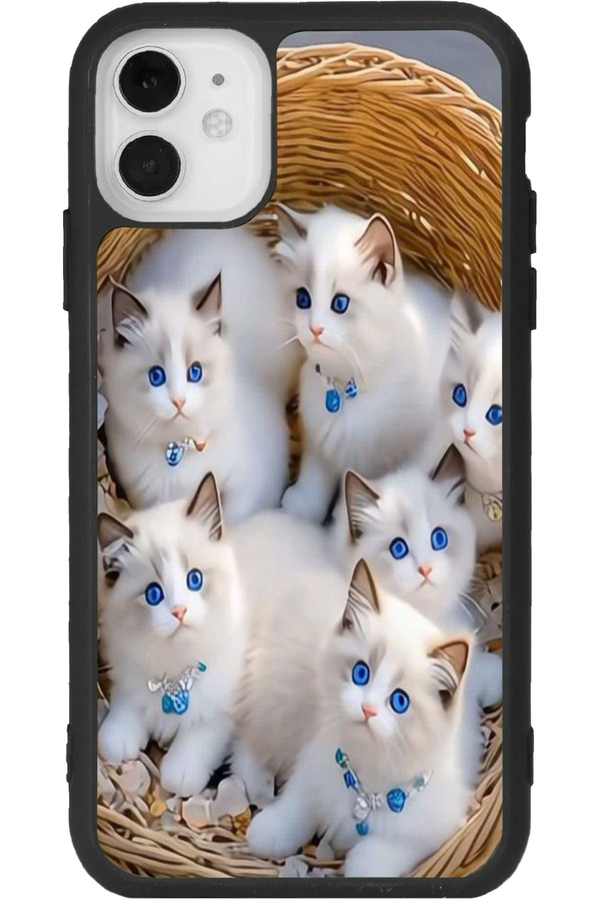 Aksel Kılıf iPhone 11 Uyumlu Baskılı, Mat Siyah Renk, Yumuşak Silikon, Koruyucu, Şok Emici Kapak, Kılıf