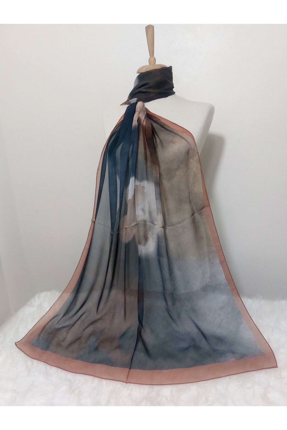 REMOMODA-Patterned Watercolor Chiffon Shawl High Quality, Fine Texture Soft Chiffon 3