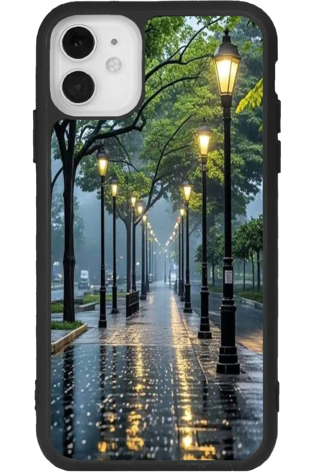 Aksel Kılıf iPhone 11 Uyumlu Baskılı, Mat Siyah Renk, Yumuşak Silikon, Koruyucu, Şok Emici Kapak, Kılıf