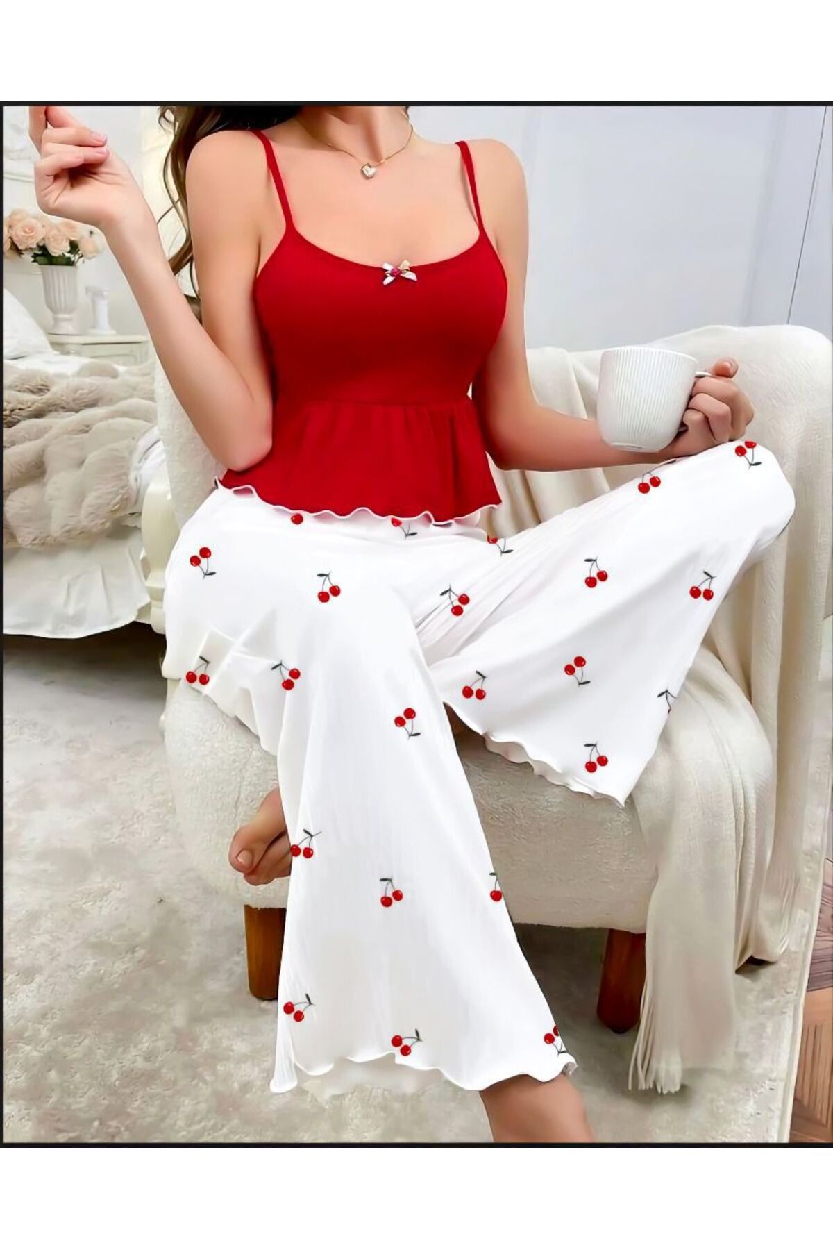 SATTENS Yazlık Sevimli Baskılı Kadın Penye Pijama Takımı