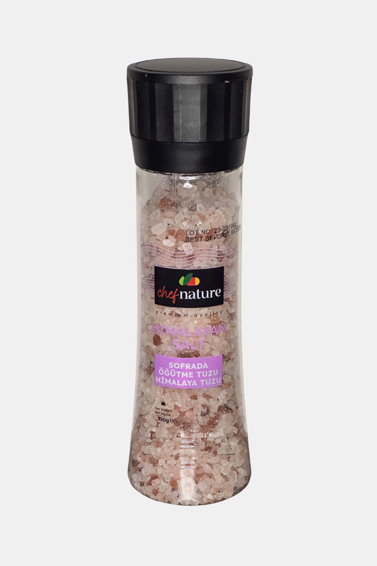 Chef Nature Doğal Himalaya Kristal Tuzu Öğütme 300g Cam Değirmen
