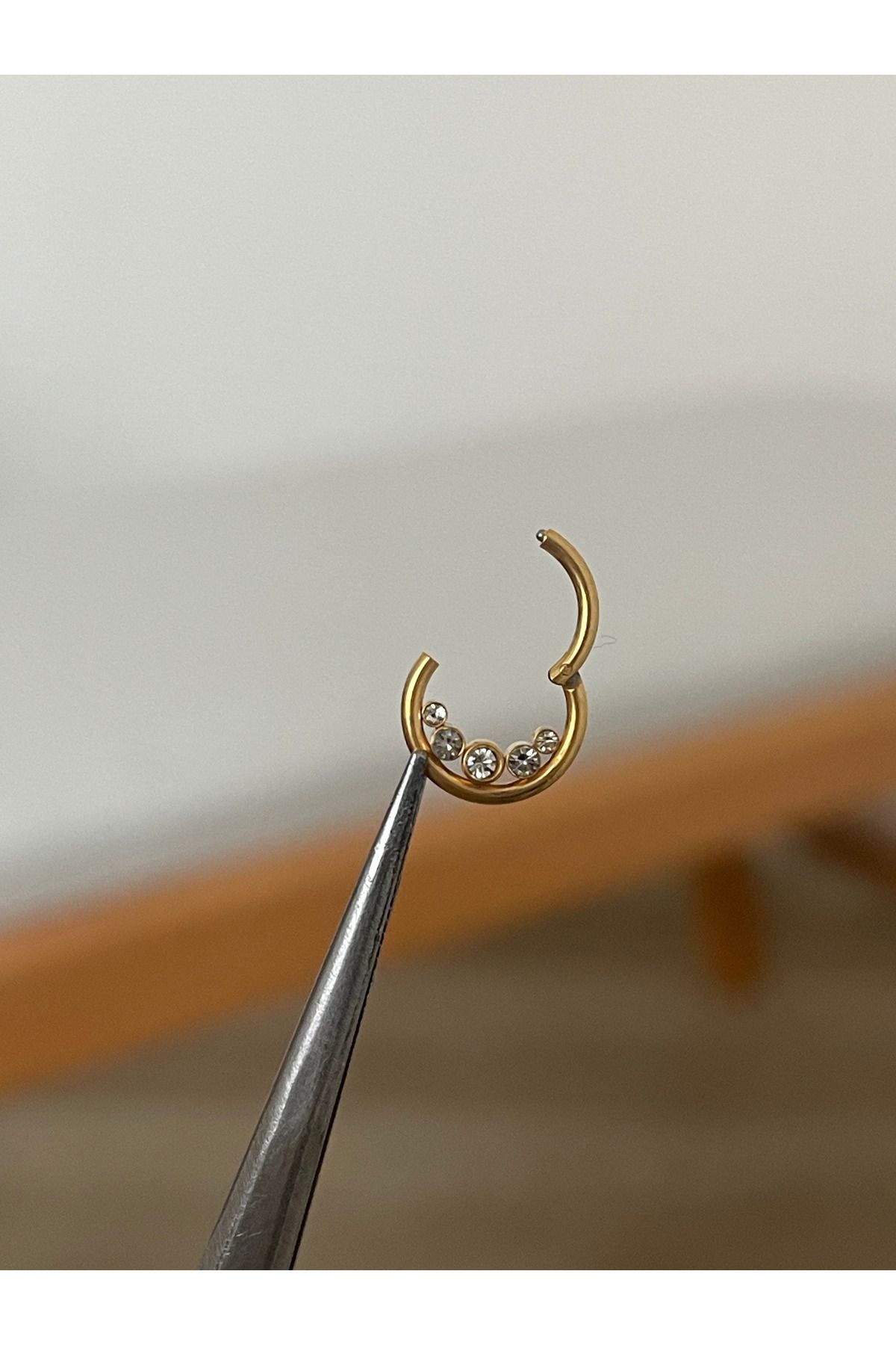 Rupen Kraft 316 L Cerrahi Çelik 5 Taş Detaylı Halka Kıkırdak Helix Tragus Piercingi