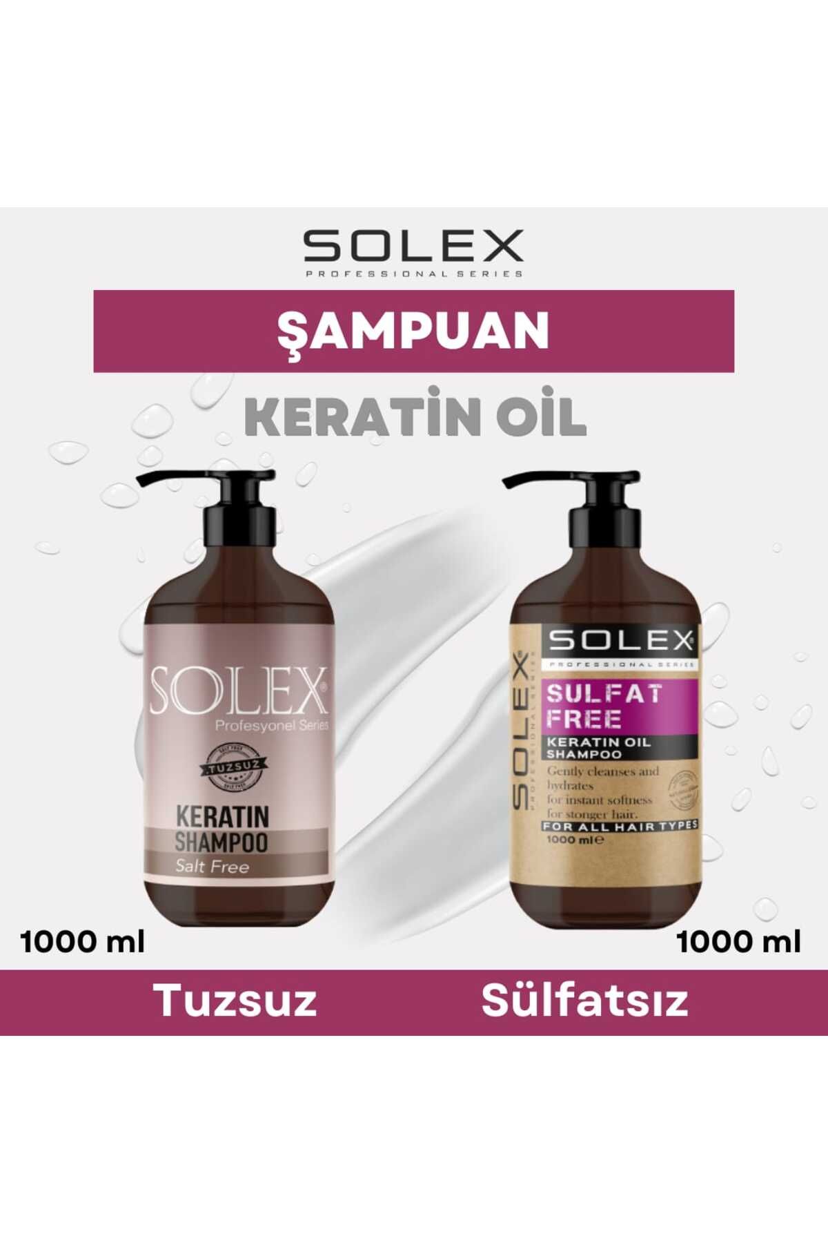 Solex Tuzsuz Professıonal Serıes Keratin Özlü Şampuan 1.000 Ml+ Sülfatsız Keratin Şampuan 1000 ML