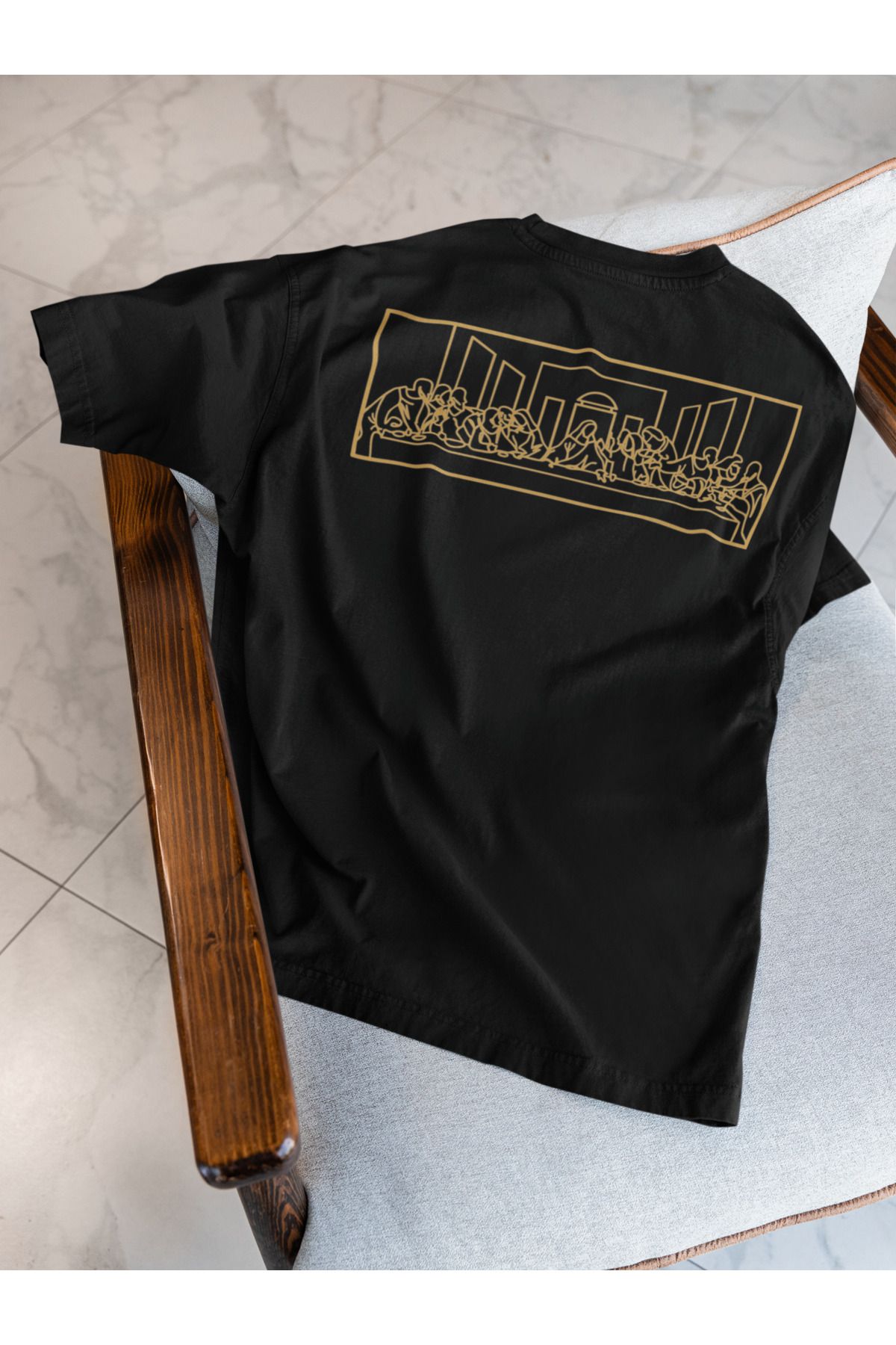 Sheeshbucks Son Akşam Yemeği Art Tasarımlı Kadın Oversize Siyah Tişört