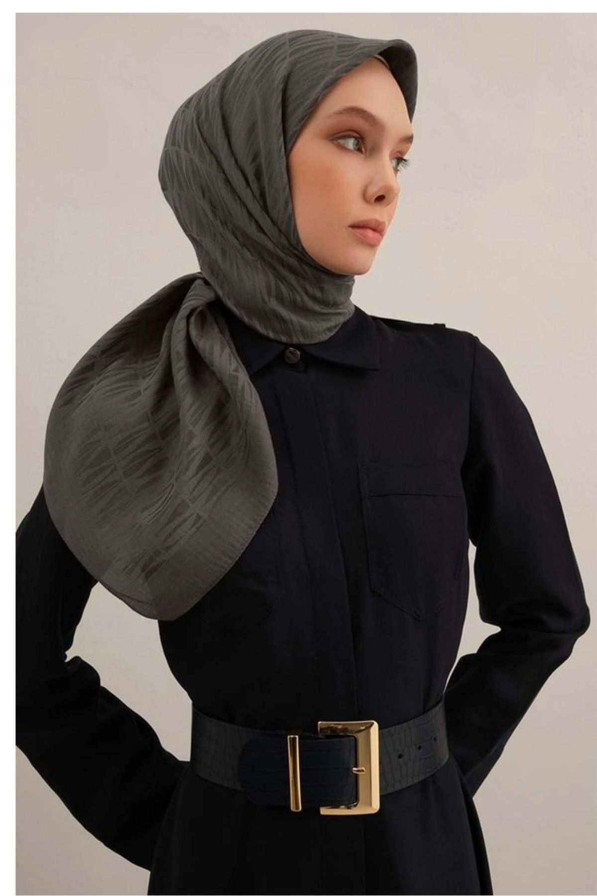 Armine Lyocell Eşarp 3-18 Gri Desenli 47350