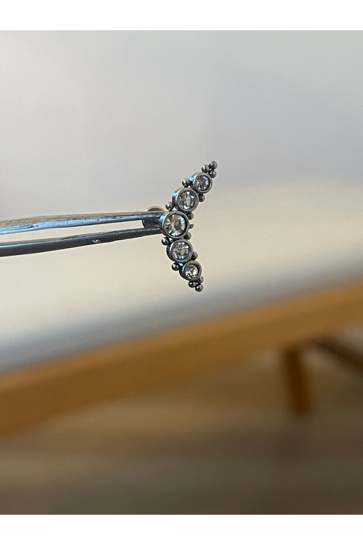 Rupen Kraft 316 L Cerrahi Çelik Zirkon Taşlı Gümüş Conch Kıkırdak Helix Tragus Piercingi