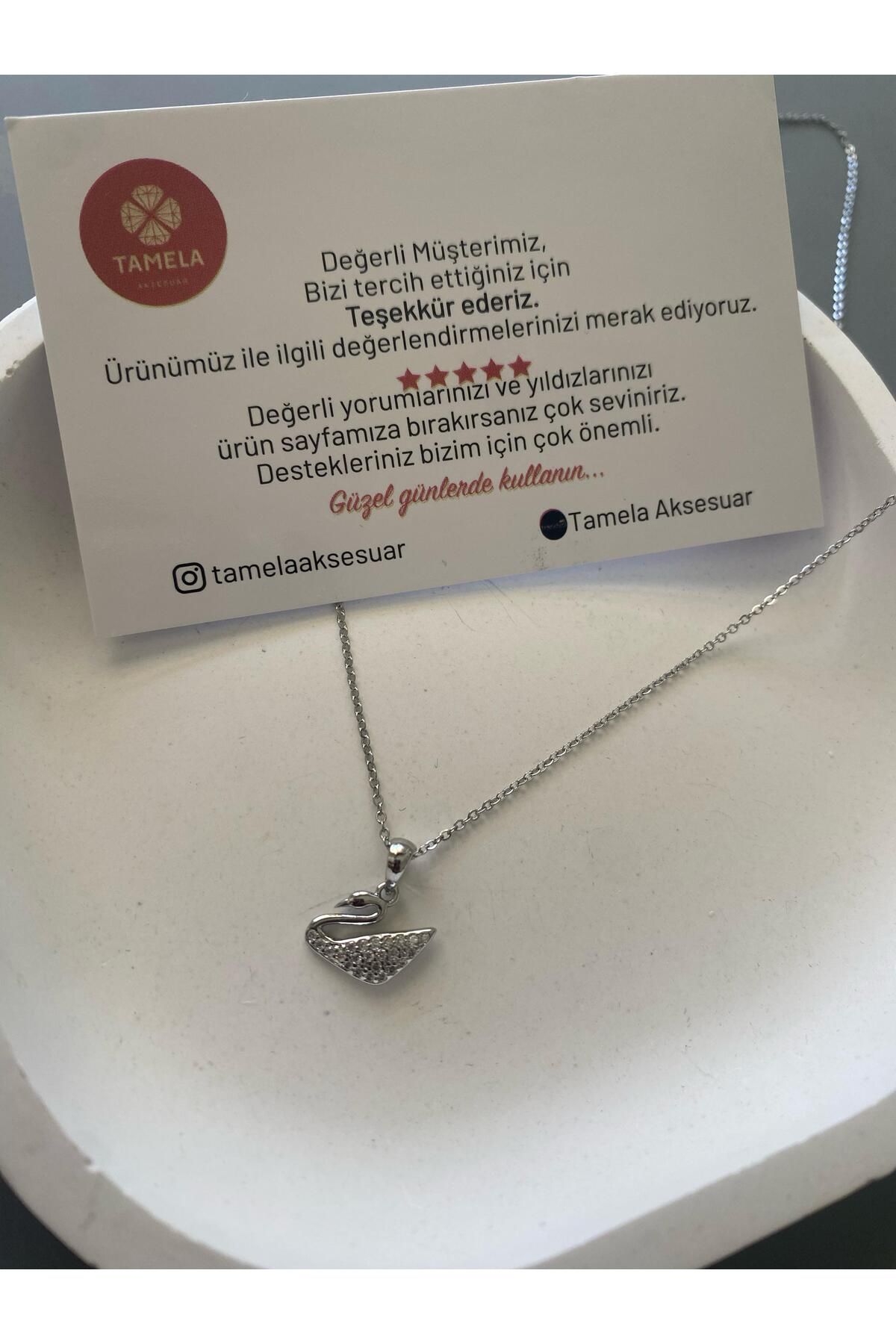 Tamela aksesuar KUĞU 925 GÜMÜŞ KAPLAMA KOLYE