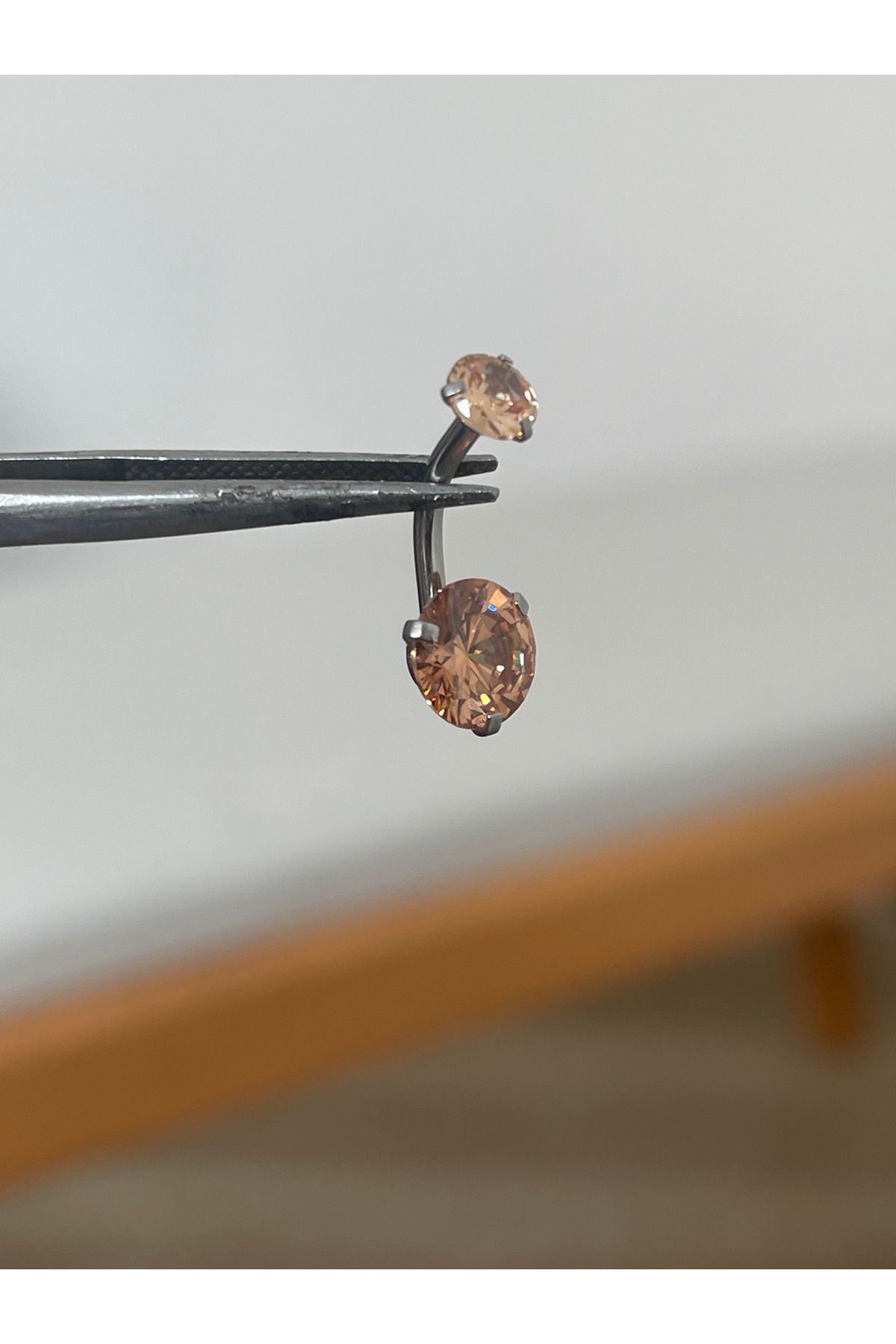 Rupen Kraft 316 L Cerrahi Çelik Zirkon Taşlı Yuvarlak Taş Detaylı Göbek Piercingi