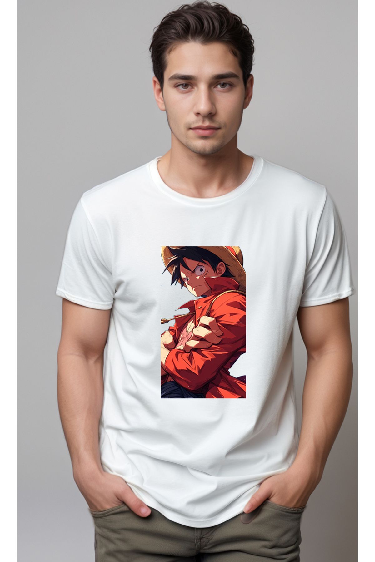petite pati One Piece Luffy Baskılı Unisex Tshirt