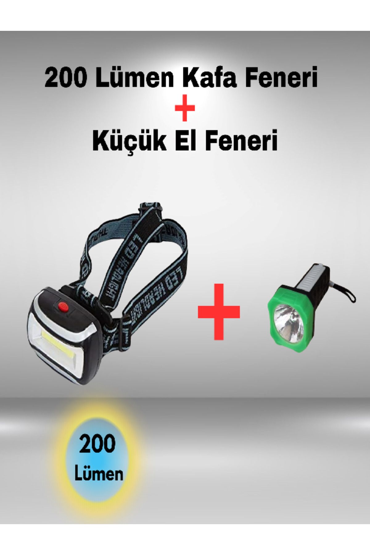 Panther PT-5018 200 Lümen Kafa Feneri + KH-168 Küçük El Feneri