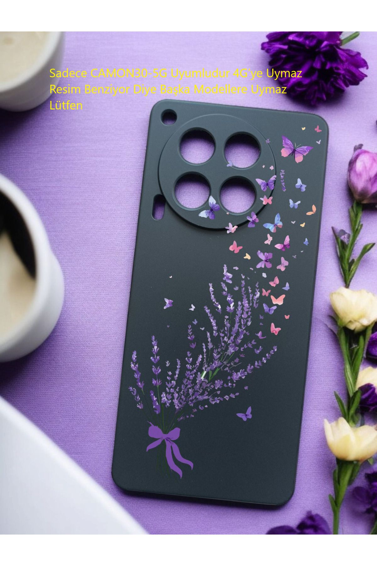 Kılıforyum Tecno Camon 30-5G Kılıf İçi Kadife Baskılı Kılıf 4G ye Uymaz