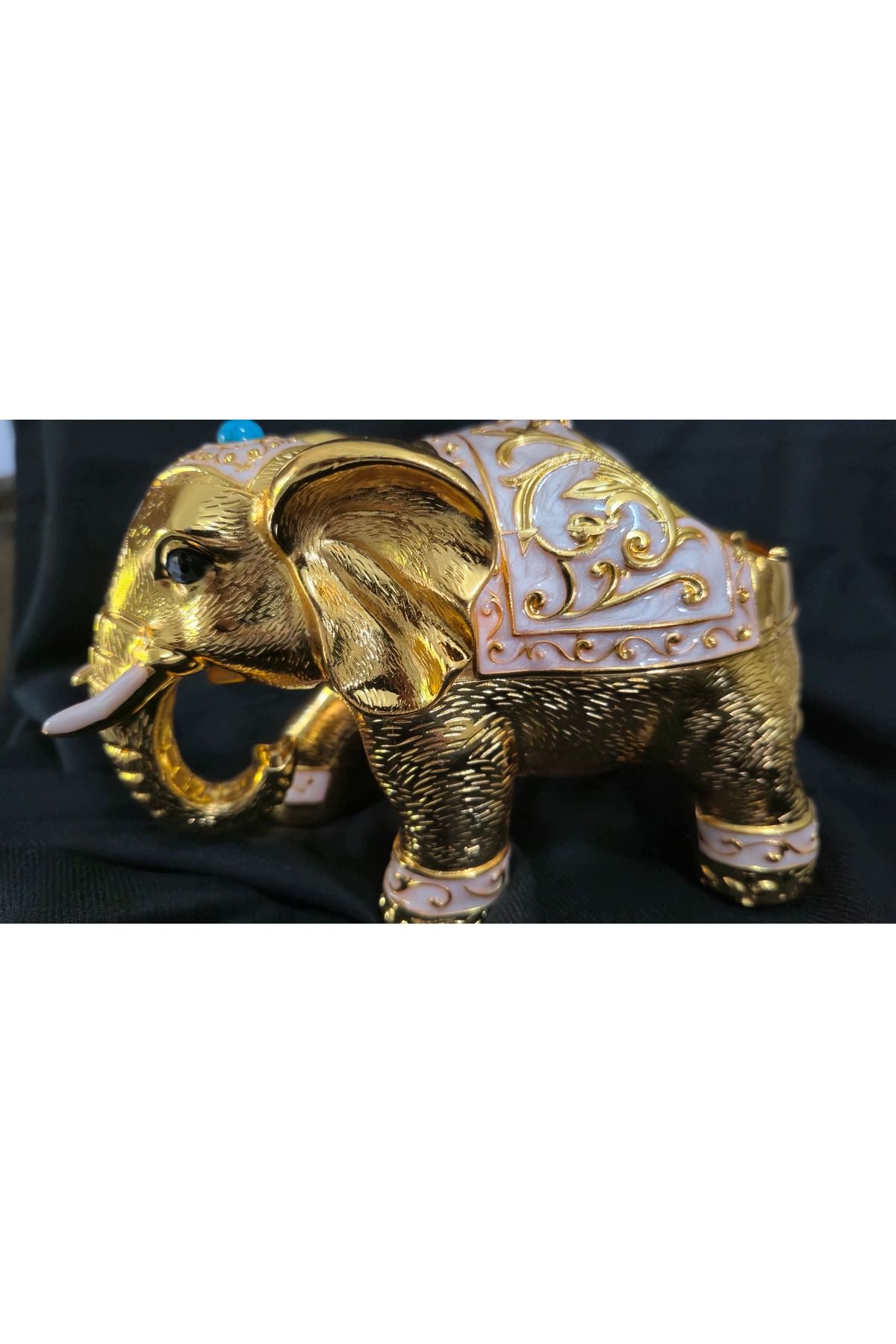 Land of Souvenir Sedefli Pirinç Kaplama Metal Fil Küllük