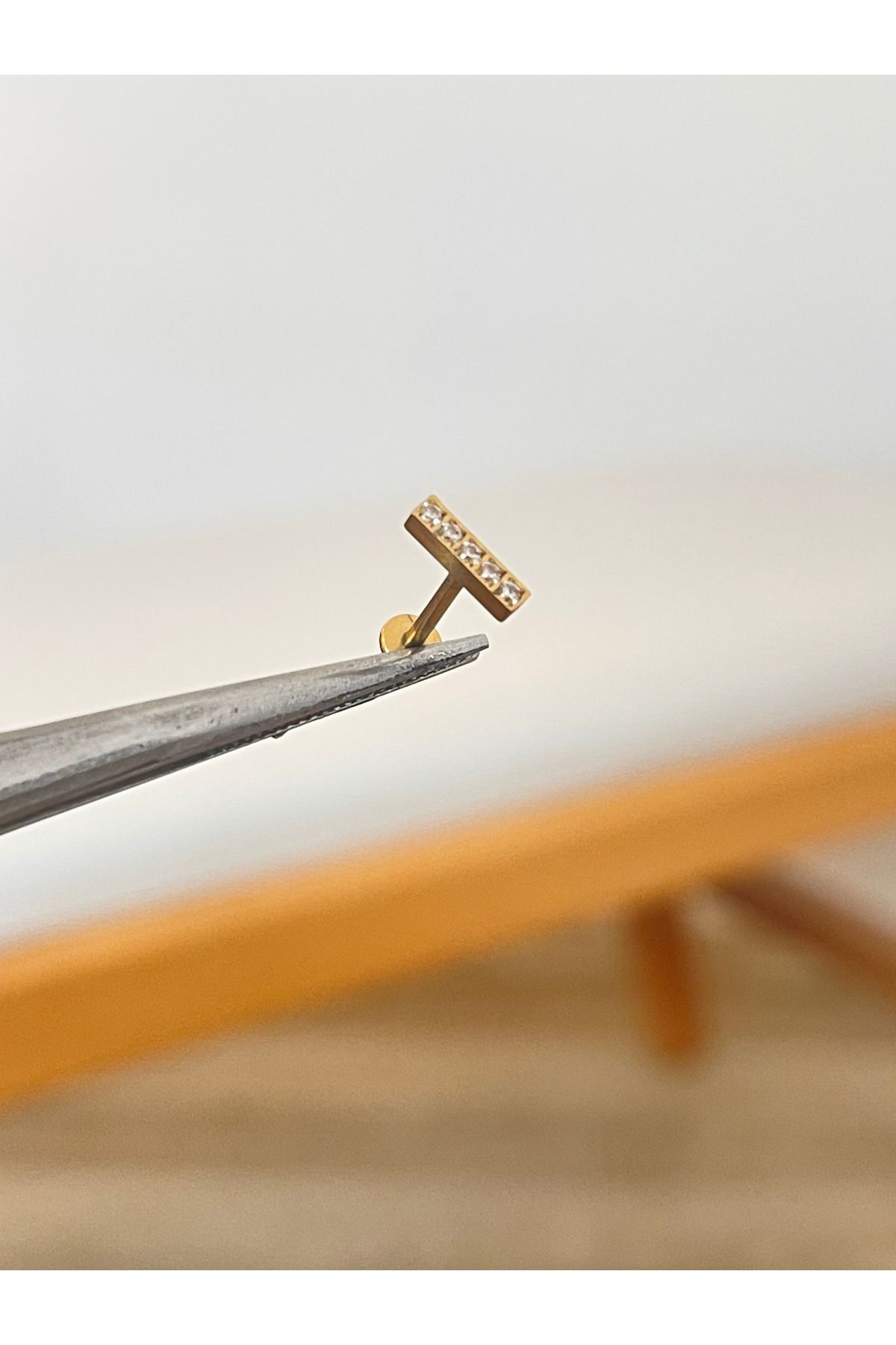 Rupen Kraft 316 L Cerrahi Çelik 5 Taşlı Çubuk Modeli Kıkırdak Helix Dudak Tragus Piercingi