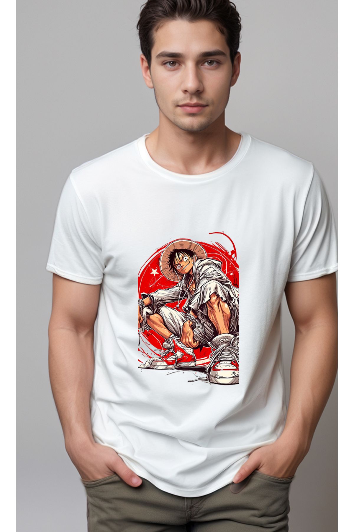 petite pati One Piece Luffy Baskılı Unisex Tshirt