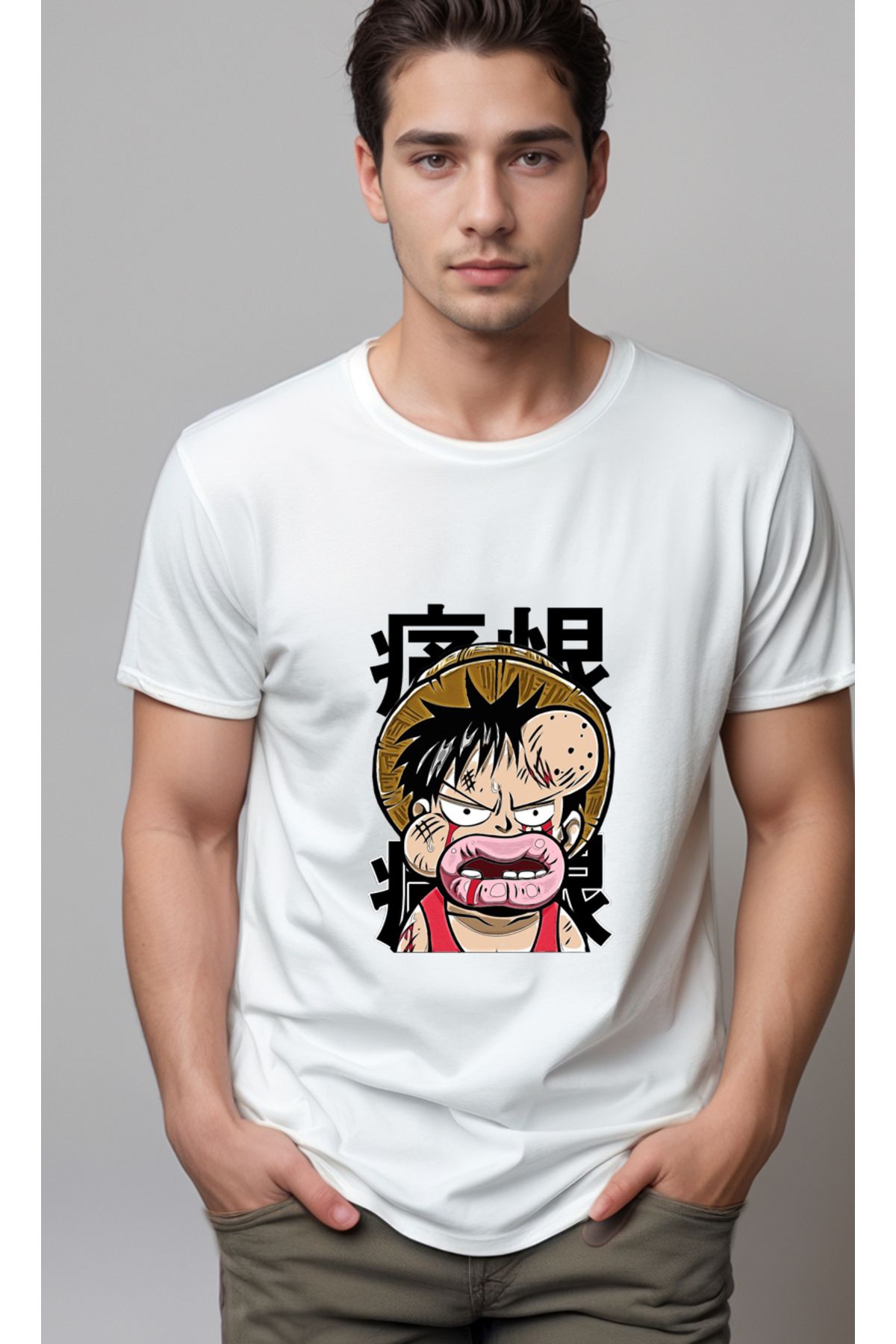 petite pati One Piece Luffy Baskılı Unisex Tshirt