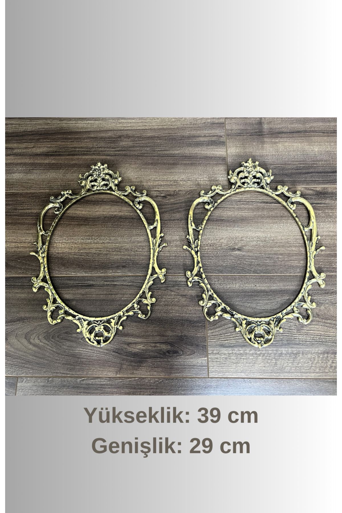 serbest dekor Antik Tarz Eskitme Oval Duvar Çerçevesi 2 Adet – 29x39 cm