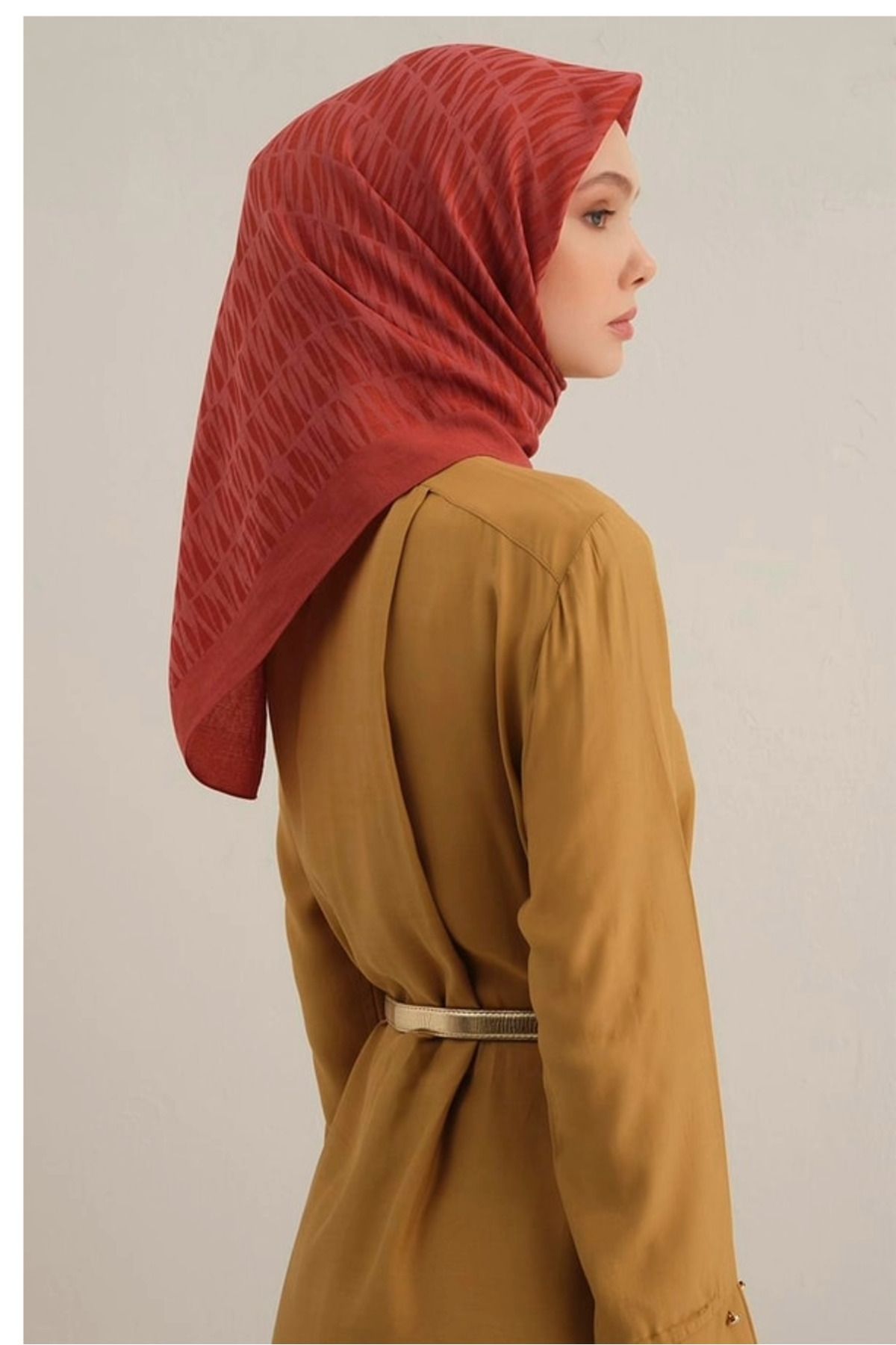 Armine Lyocell Eşarp 3-35 Kırmızı Desenli 47354