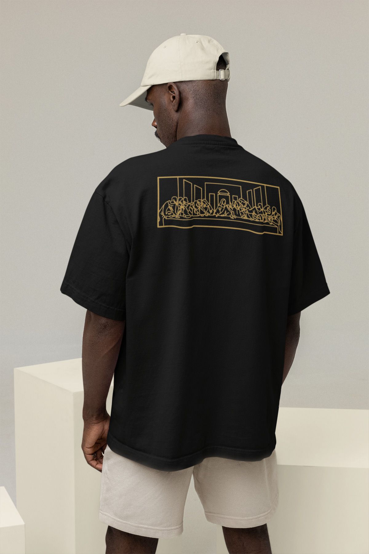 Sheeshbucks Son Akşam Yemeği Art Tasarımlı Erkek Oversize Siyah Tişört