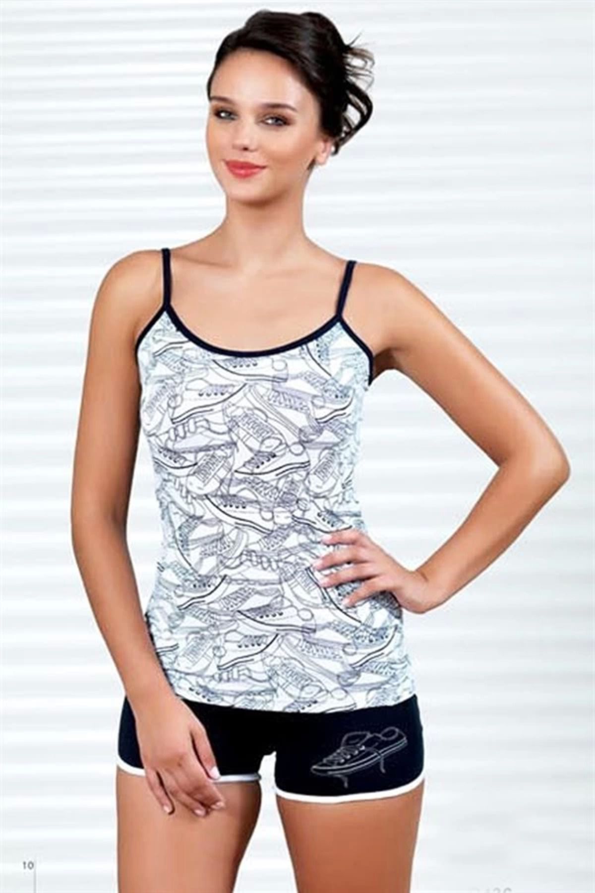 Moda Şahsenem Şahinler Ayakkabı Baskılı Şortlu Takım B436