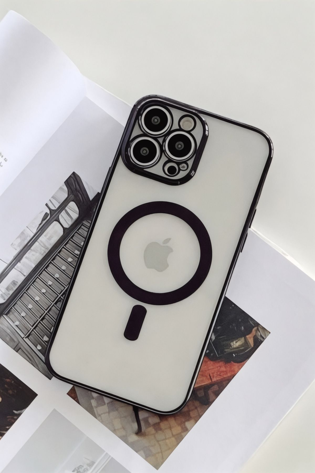 ProNorth Apple İphone 15 Kılıf Kamera Lens Korumalı Magsafe Şarj Özellikli Sert Silikon Kılıf