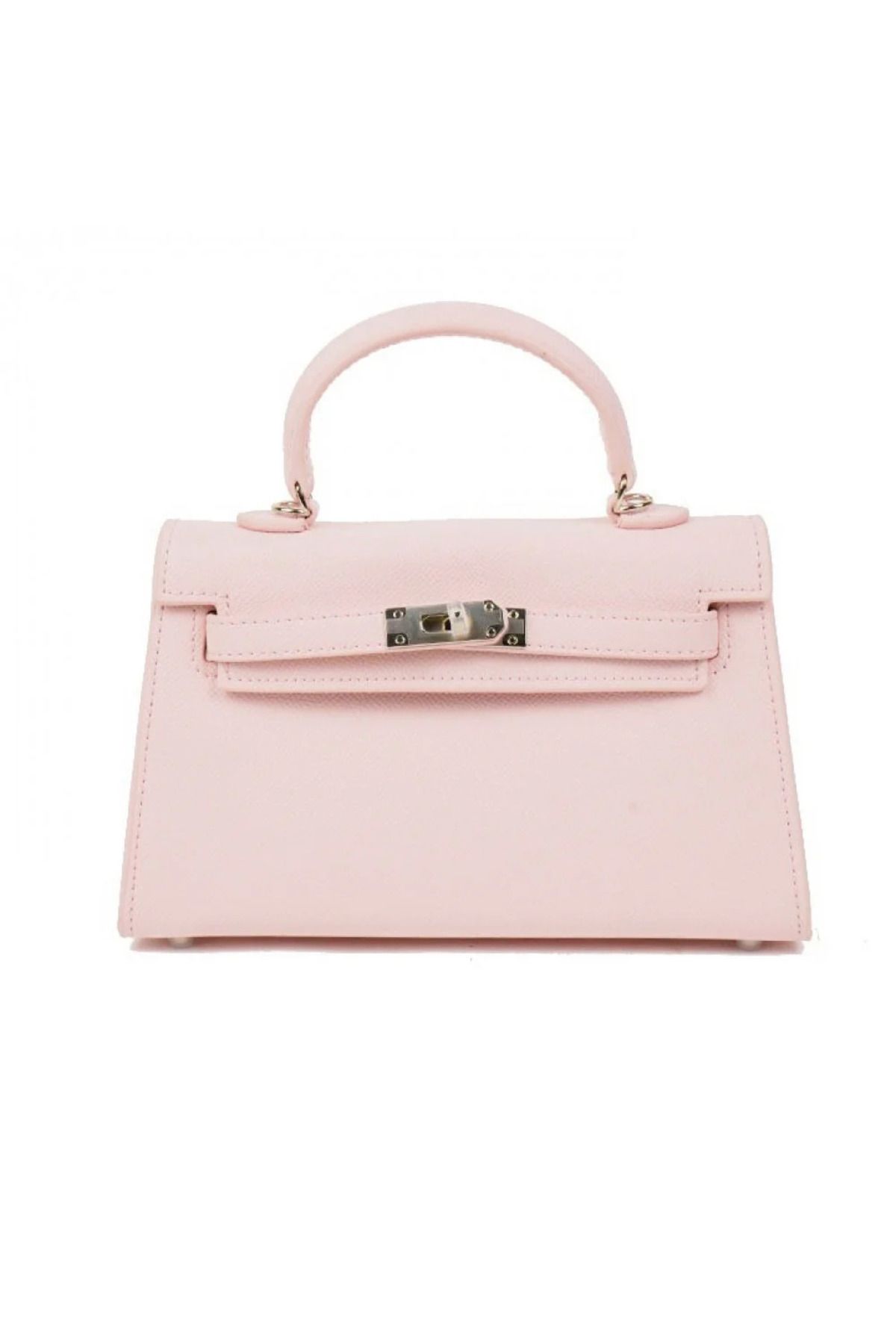 Generic-Baby pink handbag and shoulder bag with leather strap 1