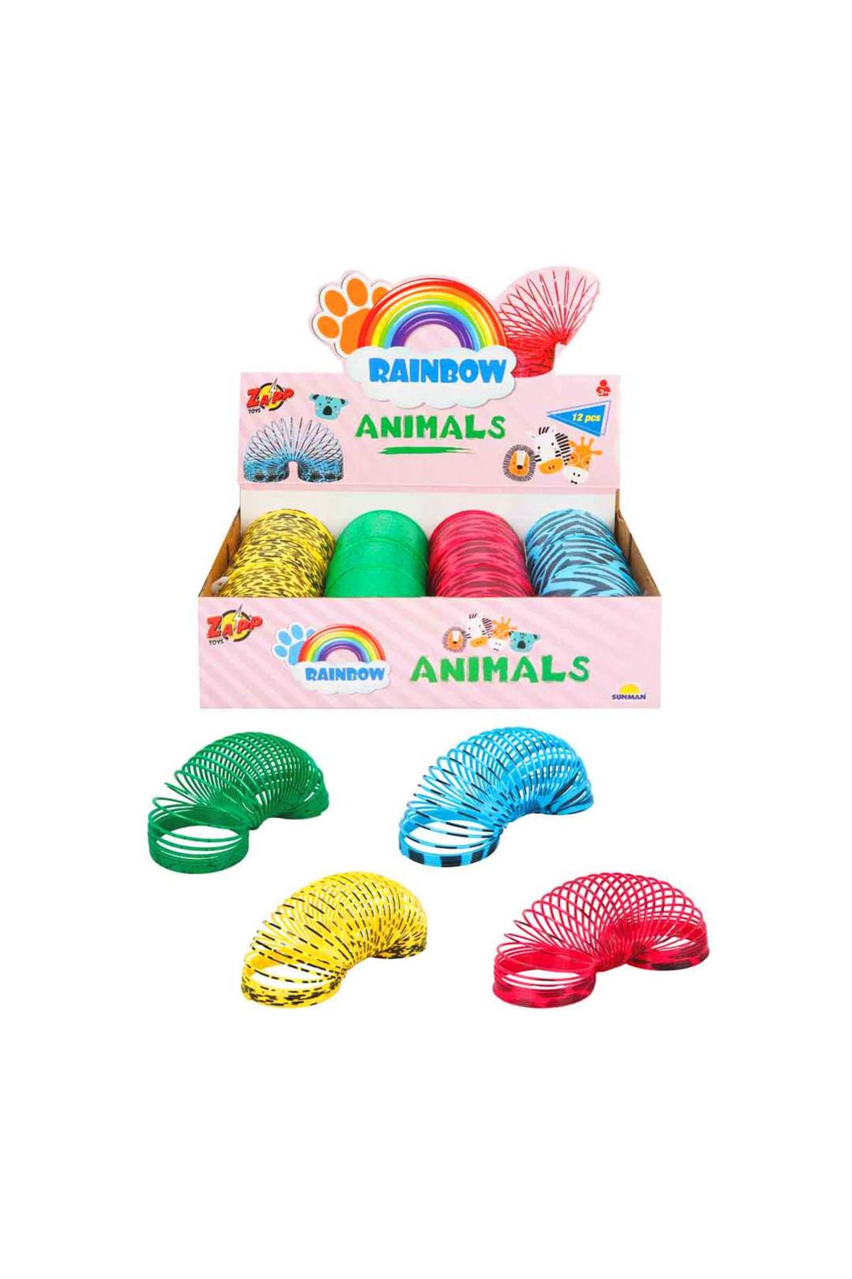 Art Tone SUNMAN ZAPP TOYS STRES YAYI A0596-ZOO RAİNBOW VAHŞİ HAYVAN DESENLİ 12 Lİ PAKET 3+